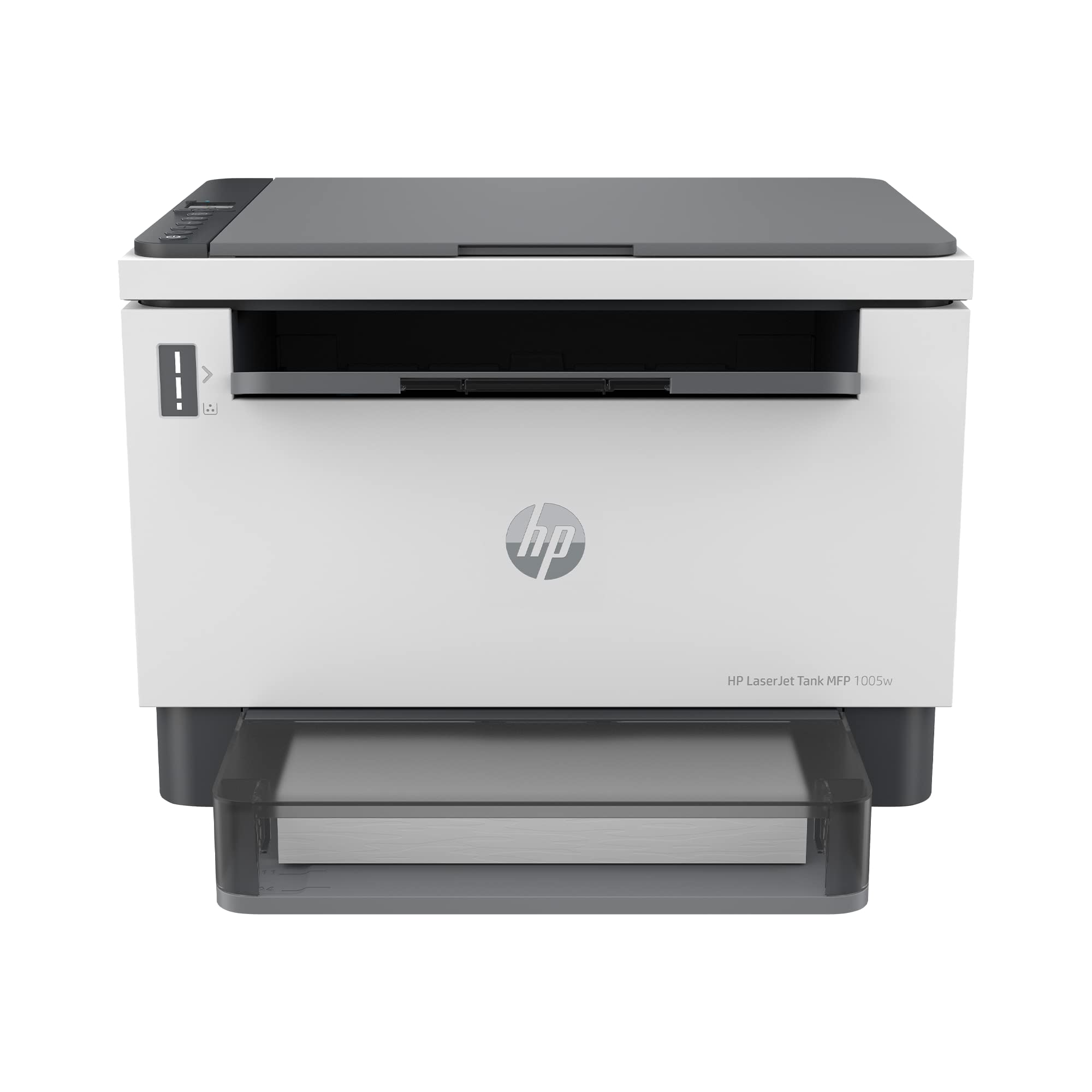HP Laserjet Tank MFP 1005w, Wireless, Print, Copy, Scan, Hi-Speed USB 2.0, Bluetooth LE, Up to 22 ppm, 150-sheet Input Tray, 100-sheet Output Tray, 1-Year Warranty, Black and White, 381U4A 1