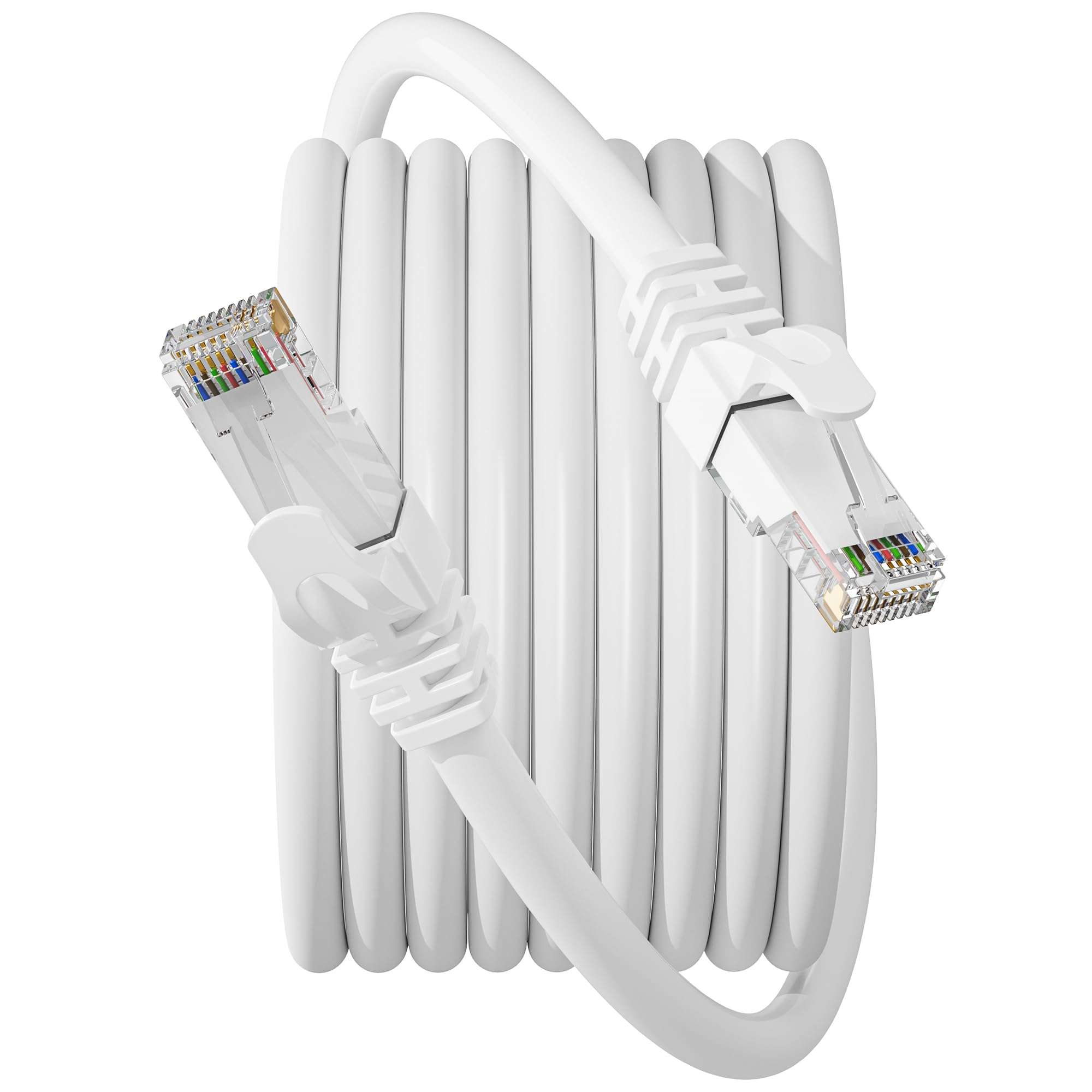 Cat 6 Ethernet Cable 50ft, Outdoor&Indoor, Heavy Duty 23AWG, UTP Network Cables, UV Resistant, Weatherproof, Cat 6 Patch Cable 50ft, Compatible for Router, Modem, Games, Computers, PS4/5, White 1
