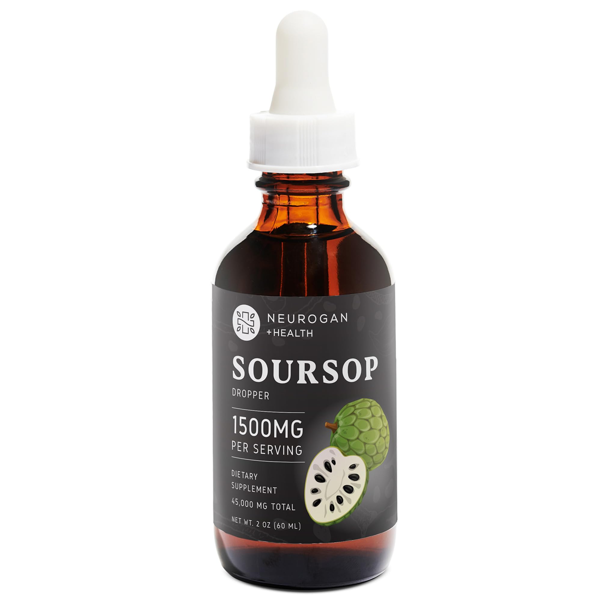 Neurogan Soursop Liquid Drops | Immune & Antioxidant Support Supplement | Wellness Support with Enhanced Absorption | 20:1 Soursop Extract | 1500mg Per Serving, 60ml