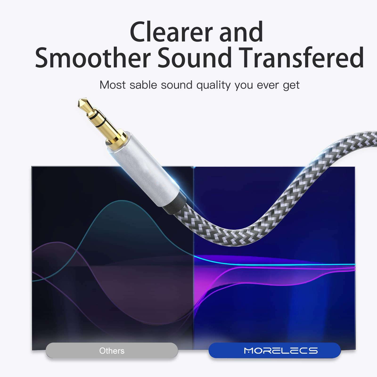 Morelecs AUX Cord 3.5mm Auxiliary Audio Cable AUX Cable 50ft Nylon Braided Male to Male 3.5mm Audio Cable Compatible for Headphones, iPods, iPhones, iPads, Home/Car Stereos and More 2