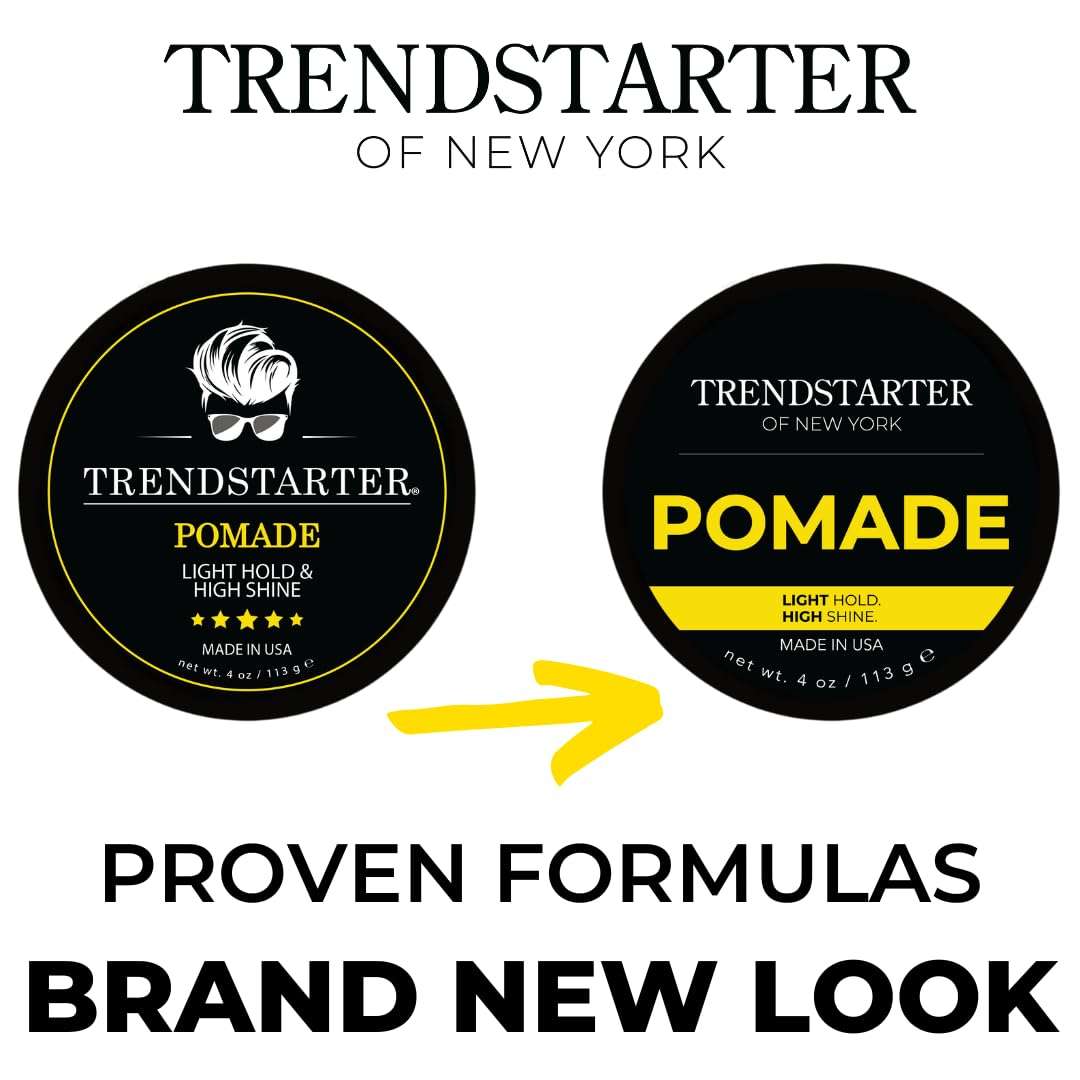 TRENDSTARTER - CLASSIC POMADE (4oz) (PACK of 2) – Light Hold - High Shine - Water-Based Pomade - All-Day Smooth Wet Look Finish - Non-Crispy Formula - Premium Hair Styling Products 3