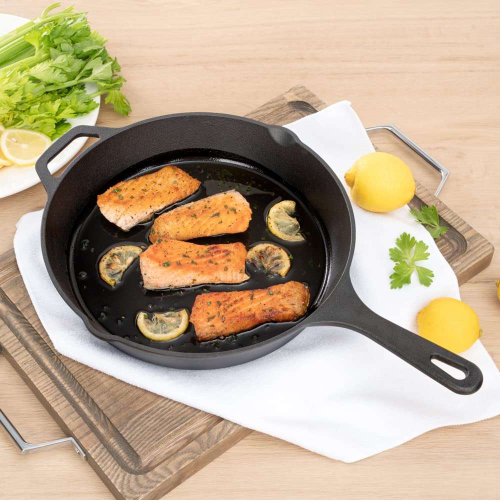 Restaurantware Met Lux 11.75 Inch Cast Iron Skillet, 1 Pre-Seasoned Cast Iron Fry Pan - With Handle, With Pour Spouts, Black Cast Iron Cooking Pan, For Kitchen, For Indoor Or Outdoor Cooking 5