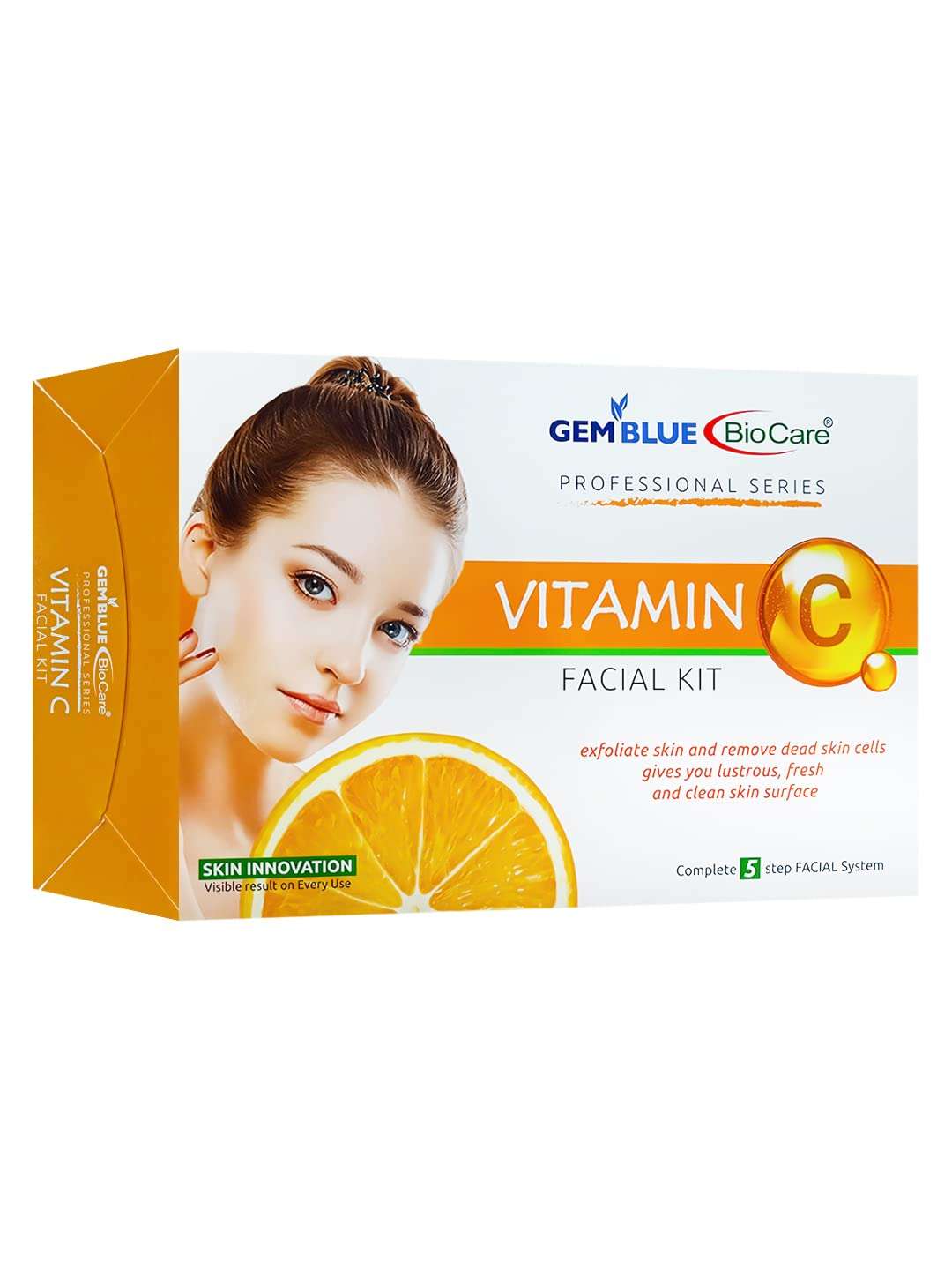 Gemblue Biocare Facial Kit for Glowing Skin Luminous and Radiant Complexion Includes Face Cleanser Scrub Gel Cream Moisture Mask Suitable for All Skin Types 400gm (Vitamin C Facial Kit) 1