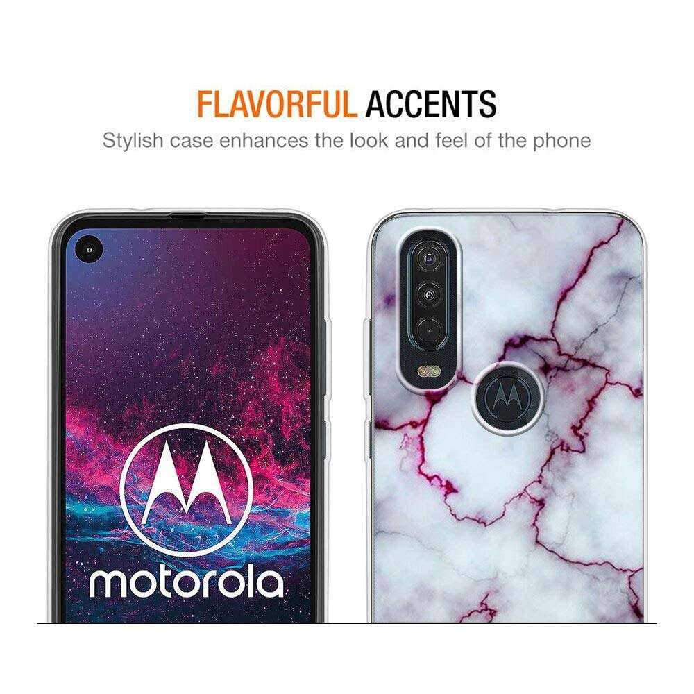 Yoedge Case for Motorola One Action, Clear Slim Silicone Phone Case Cover with Pattern Design for Women Girls, Thin Shockproof Gel TPU Back Bumper Skin for Motorola One Action 【6.3"】, Marble 2
