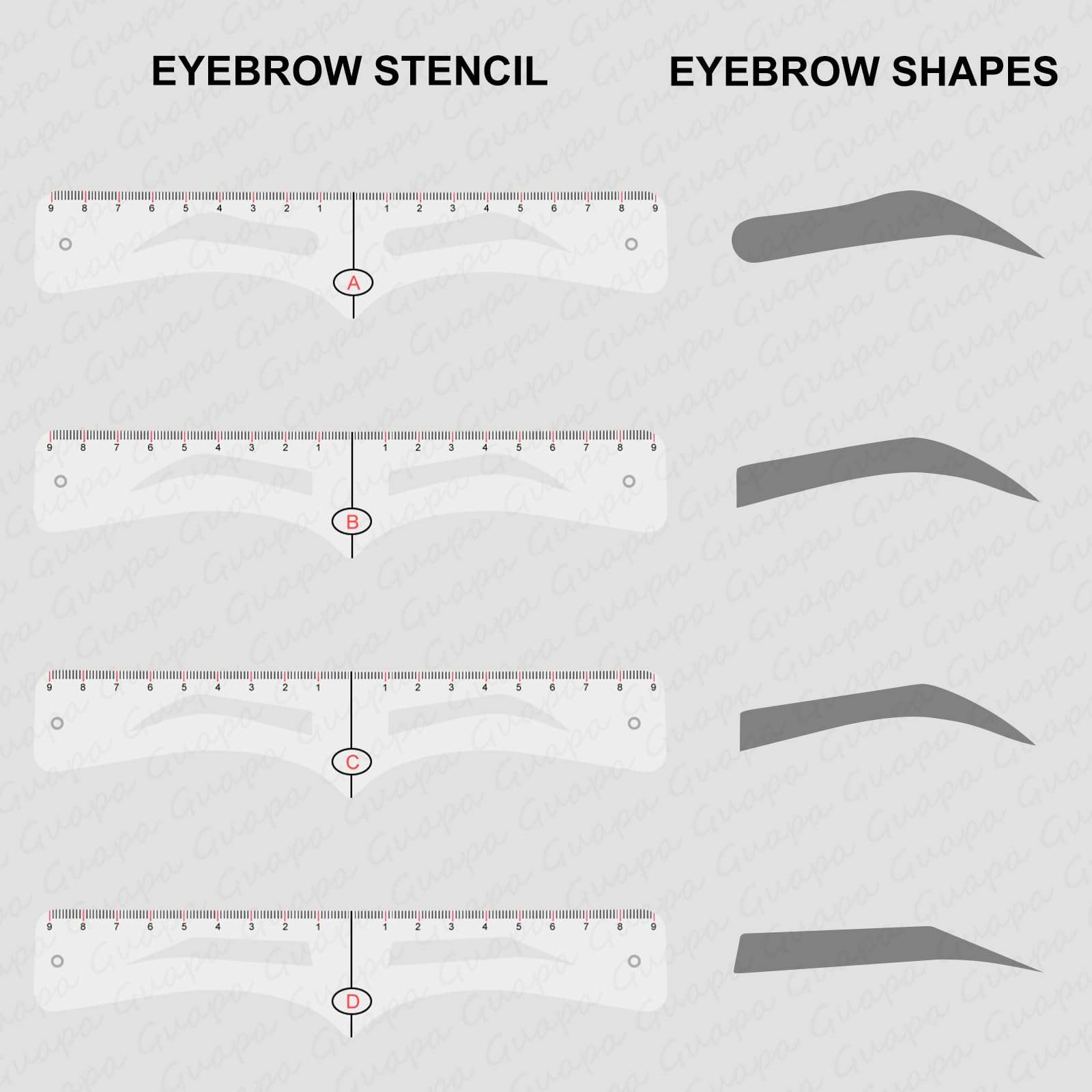 Guapa Eyebrow Shaper Ruler Kit for Beginners – Precision Brow Shaping Tool for Perfectly Aligned Eyebrows – Easy-to-Use DIY Grooming Kit (Eyebrow Template) 4