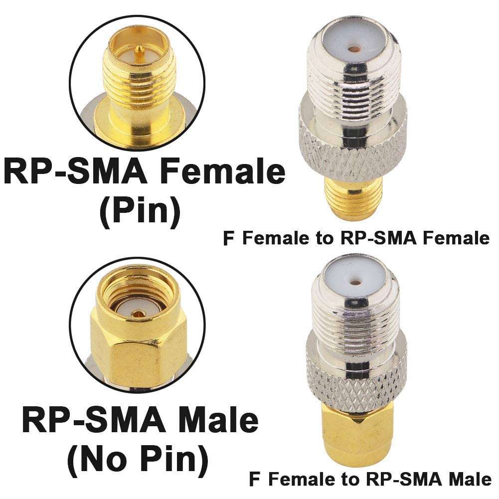 Boobrie F to SMA/RP-SMA Kit 6 Pack F Type to SMA and RP SMA Set SMA to RG6 Adapter Female to Female Coaxial Connector Female to Male Coax Adapter for WiFi Radio TV Antenna FPV Drone Extension Cable 3