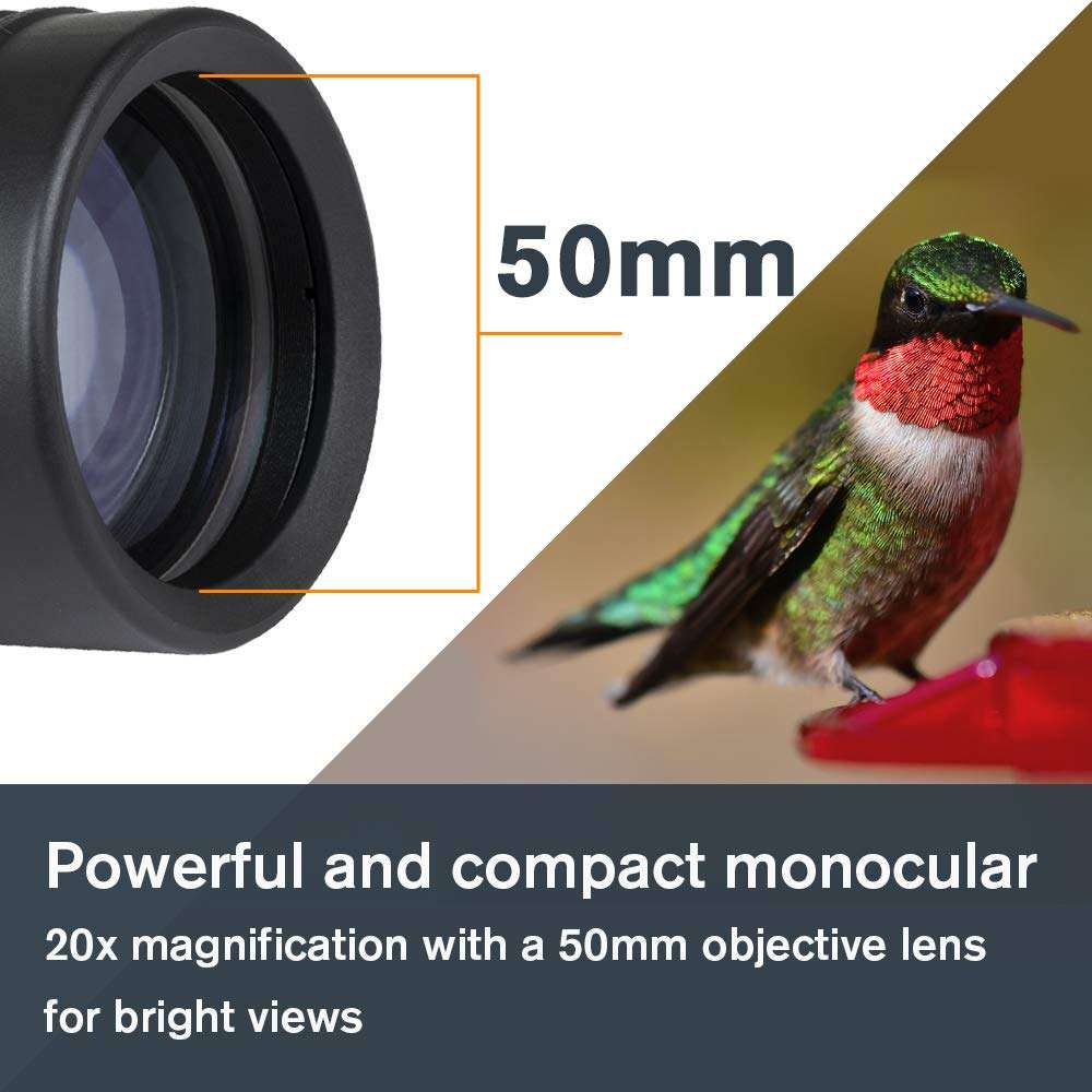 Celestron – Outland X 20x50 Monocular – Outdoor and Birding Monocular – Fully Multi-Coated Optics and BaK-4 Prisms – Bonus Smartphone Adapter, Bluetooth Remote & Tripod Included 2