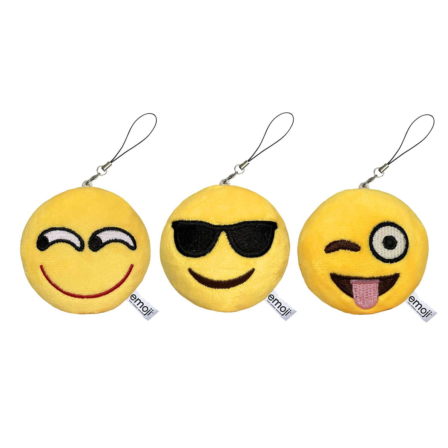 EvZ Emoji Iconic Emoticon Cushion Stuffed Plush Cute Soft Keychain, Cool, 3 inches 1