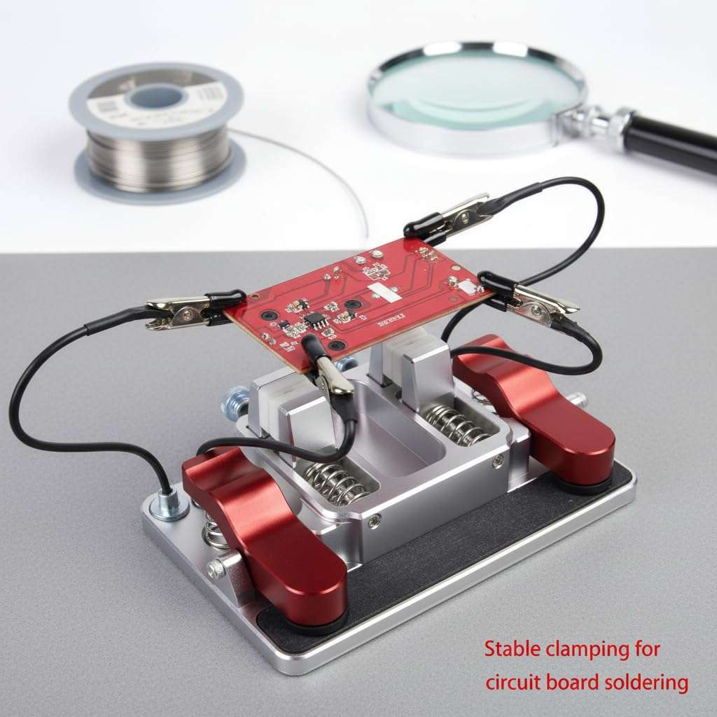 TOOMOD Helping Hands Soldering Station, Welding Table Clamps with Ceramic Clamps, Aluminum Third Hand Tool for PCB, Wire & LED Strip Electronics Repair 4