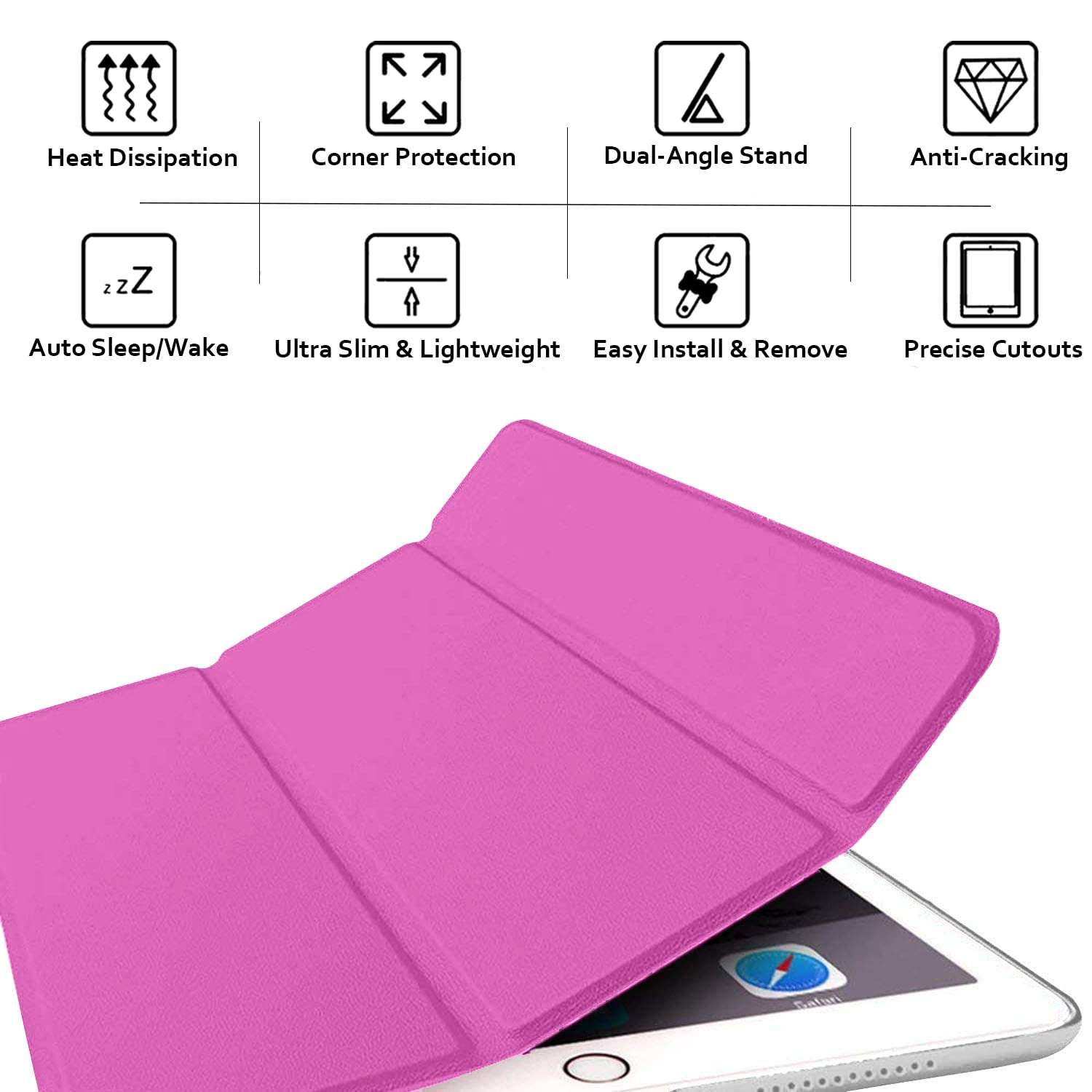 DuraSafe Cases for iPad Pro 12.9 inch 2 Gen 2017 Cover A1670 MQDC2HN/A MQDD2HN/A MQDA2HN/A A1671 MP6H2HN/A MP6J2HN/A MP6G2HN/A MPL02HN/A MPL12HN/A MPKY2HN/A A1821 MQEF2HN/A MQED2HN/A - Pink 5