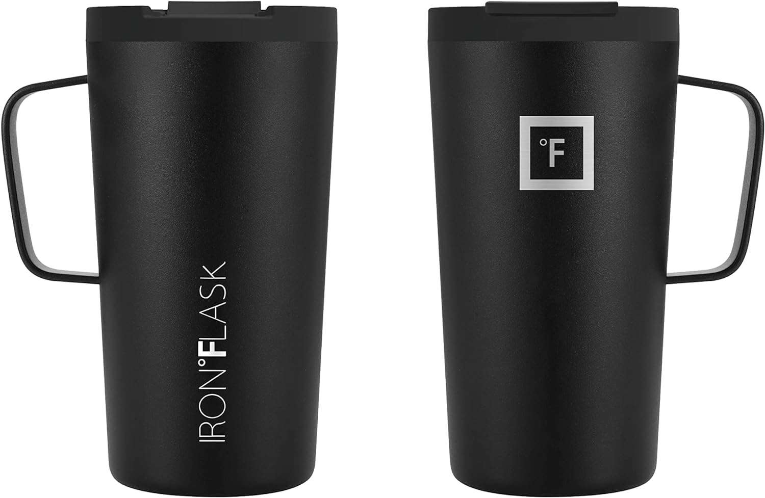 IRON °FLASK Grip Novelty Coffee Mug - Leak Proof, Vacuum Insulated Stainless Steel Bottle, Double Walled, Thermo Travel, Hot Cold, Water Metal Canteen - Midnight Black, 16 Oz - Rubber Bottom 3