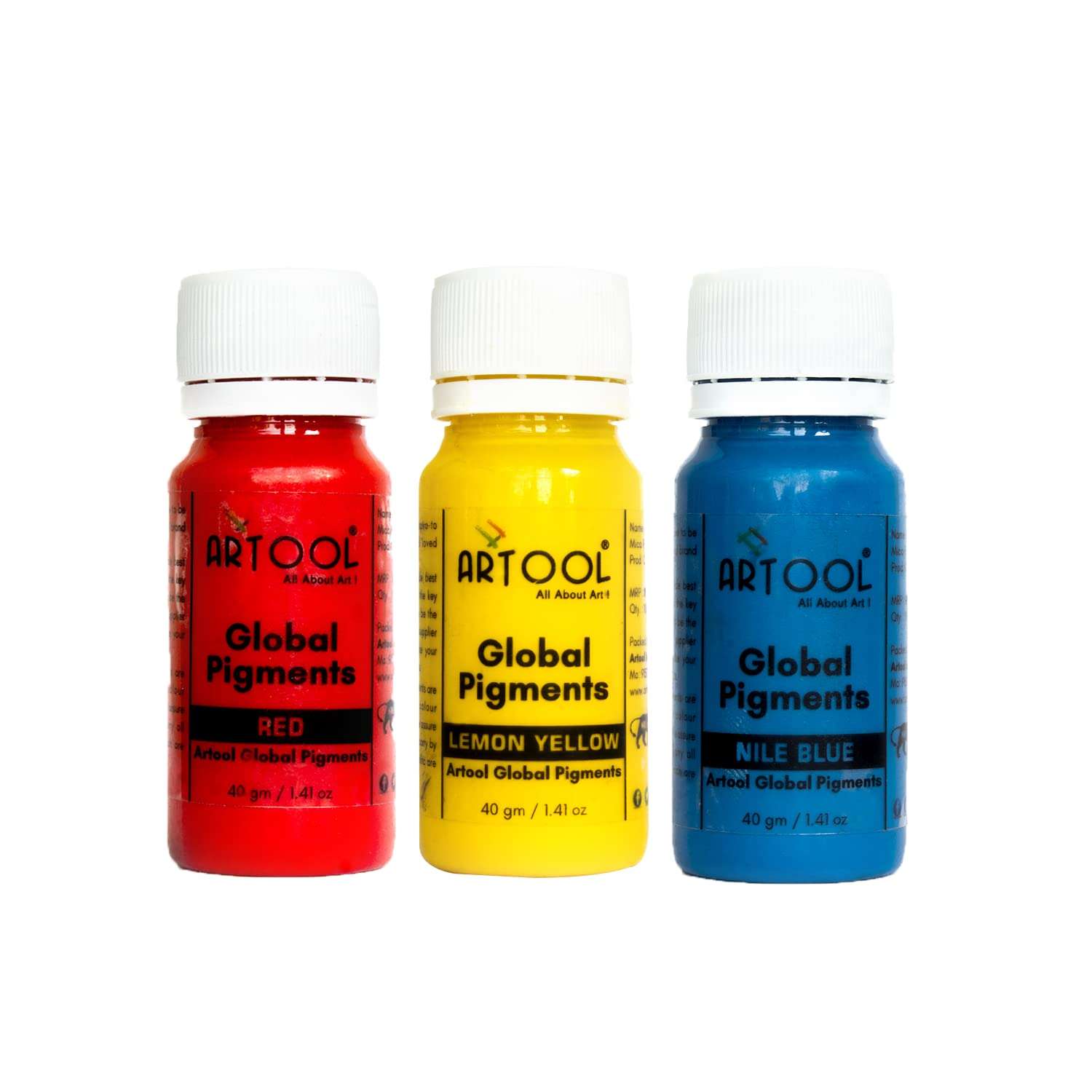 ARTOOL PGC5 Red, Lemon Yellow, Nile Blue Resin Pigment Multipurpose Liquid Color for Resin Art, (Set of 3, 1.41 oz Each) Total 4.23 Oz 1