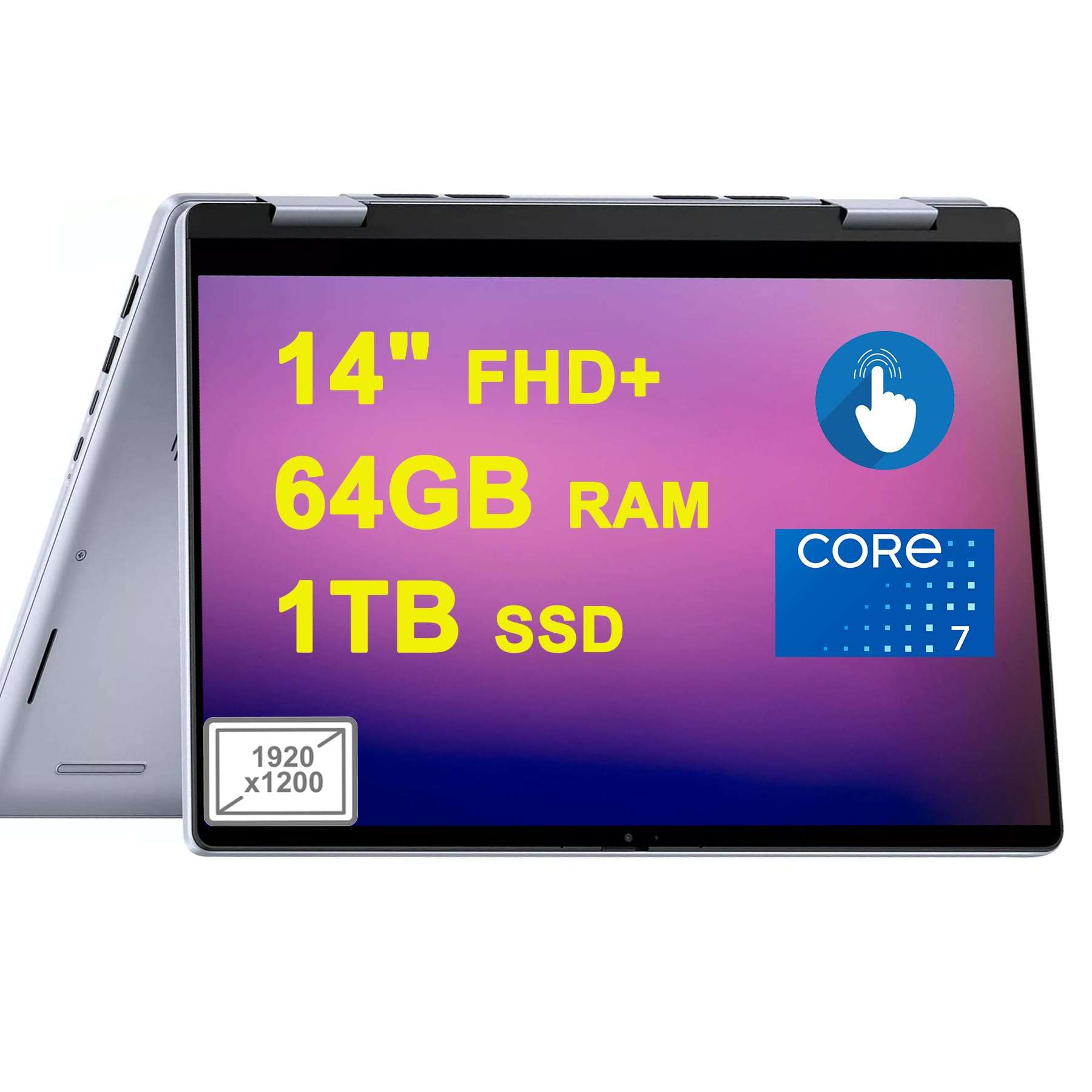 DELL Inspiron 14 7440 2-in-1 Laptop 14" FHD+ Anti-Glare Touchscreen Intel 10-core Core 7 150U Processor 64GB RAM 1TB SSD Backlit FHD Camera ExpressCharge MaxxAudio Pro Win11 Blue