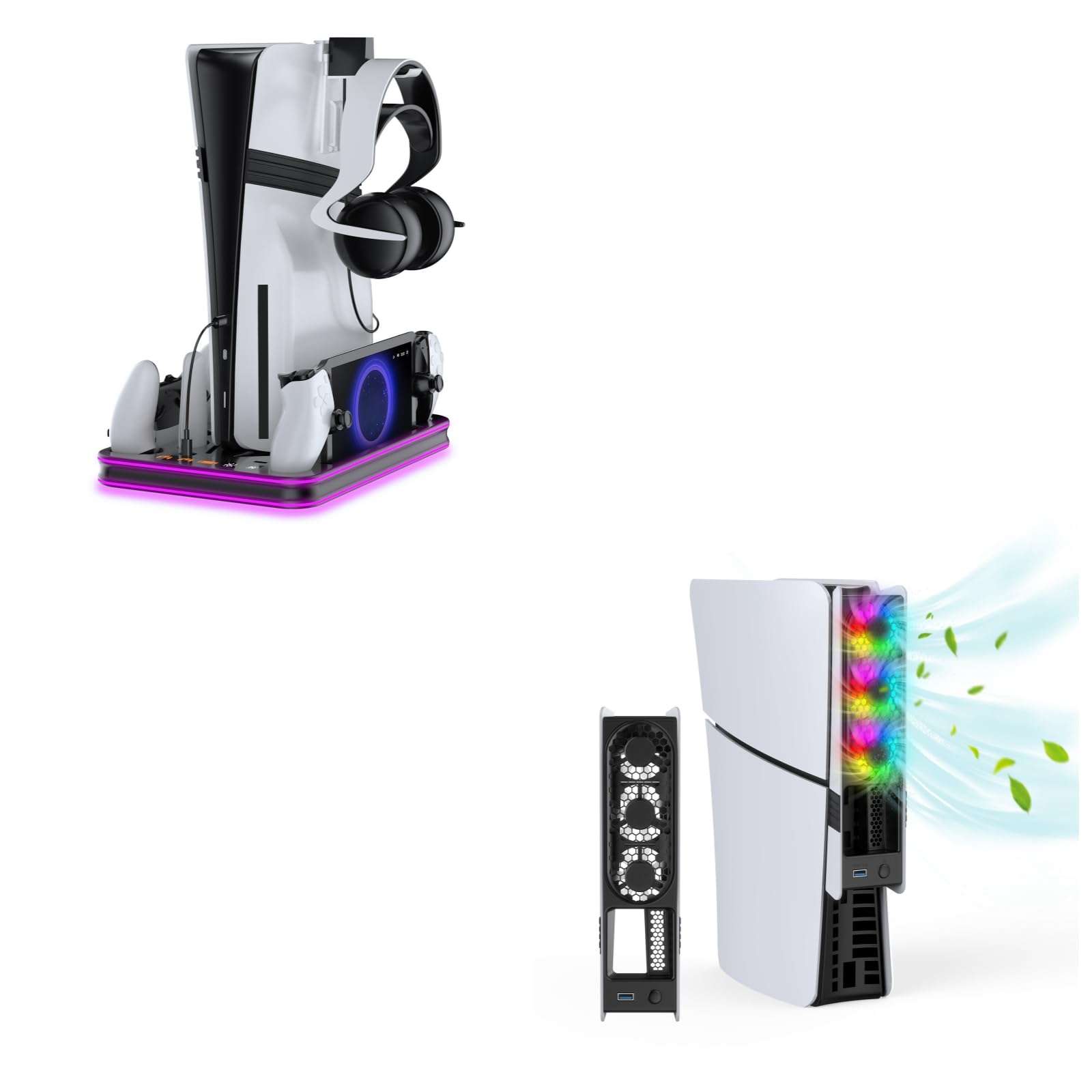 JDDWIN PS5 Pro / PS5 Slim/Stand and Cooling Station Cooling Fans for PS5/ Pro/Slim/, 1