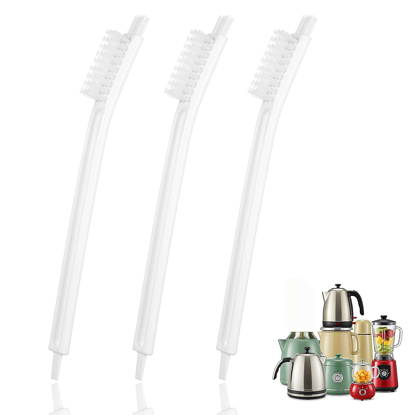 3 Packs Fruit Juicer Machine Cleaning Brushes, Soy Milk Maker Deep Clean Brush Crevice Tool Set Small Scrub Brushes for Toaster Sink Tile Grout Grater, Small Cleaning Supplies Gadgets White 1