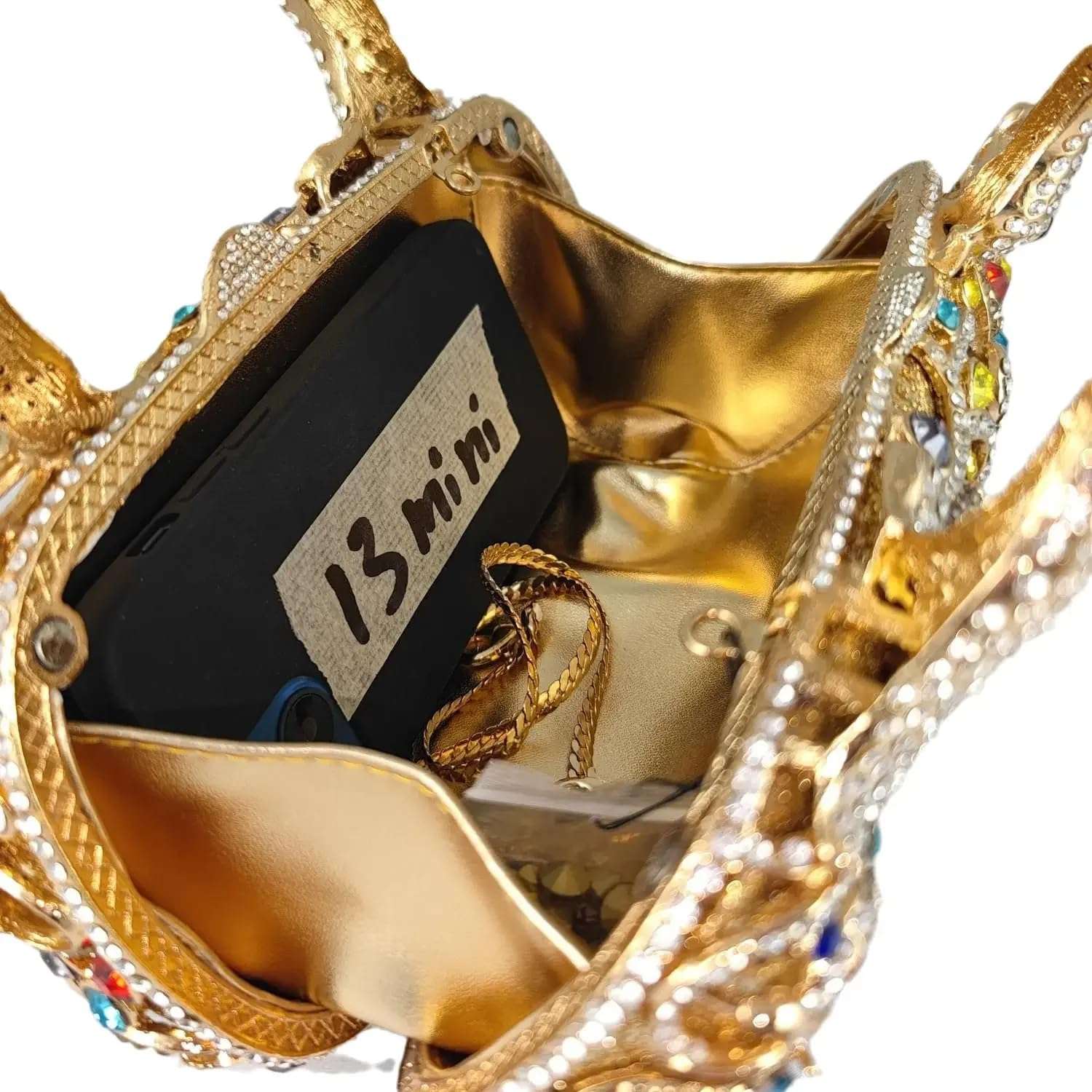 PENGZHI Women Peacock Rhinestone Clutch Bag Sparkly Crystal Evening Bag Bridal Wedding Purse Glitter Handbag for Formal Party, Champagne 6