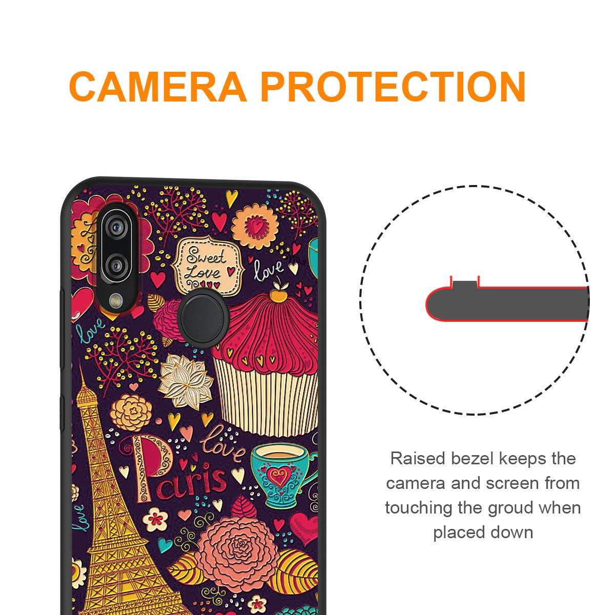 Yoedge Case for Huawei P20 Lite, Slim Soft Silicone Gel TPU Case Shockproof Luxury 3D Relief Floral Printing Pattern Back Cover Bumper for Huawei P20 Lite (Tower) 4