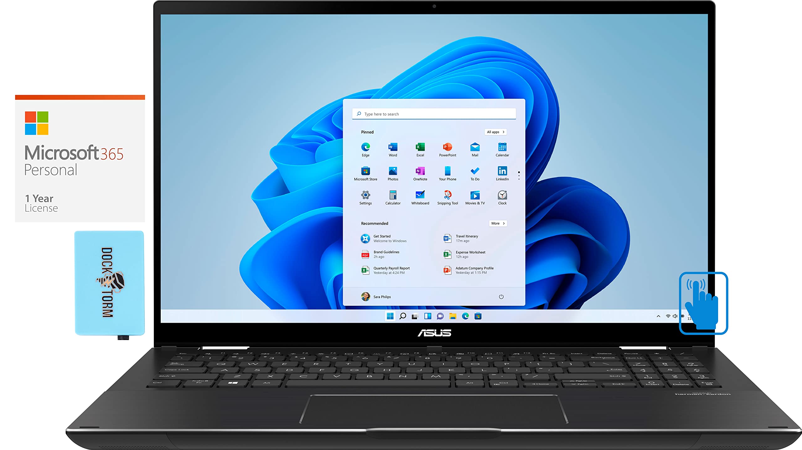 ASUS ZenBook Flip 15 Home & Entertainment 2-in-1 Laptop (Intel i7-1165G7 4-Core, 16GB RAM, 4TB PCIe SSD, GTX 1650 [Max-Q], Win 11 Pro) with MS 365 Personal, Hub