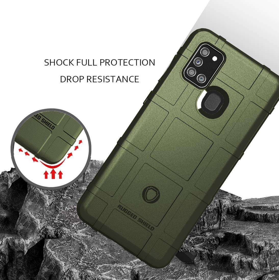 Sucnakp for Galaxy A21S Case Samsung A21S Case Heavy Duty Shock Absorption Phone Cases Impact Resistant Protective Cover for Samsung Galaxy A21S（New Army Green） 5