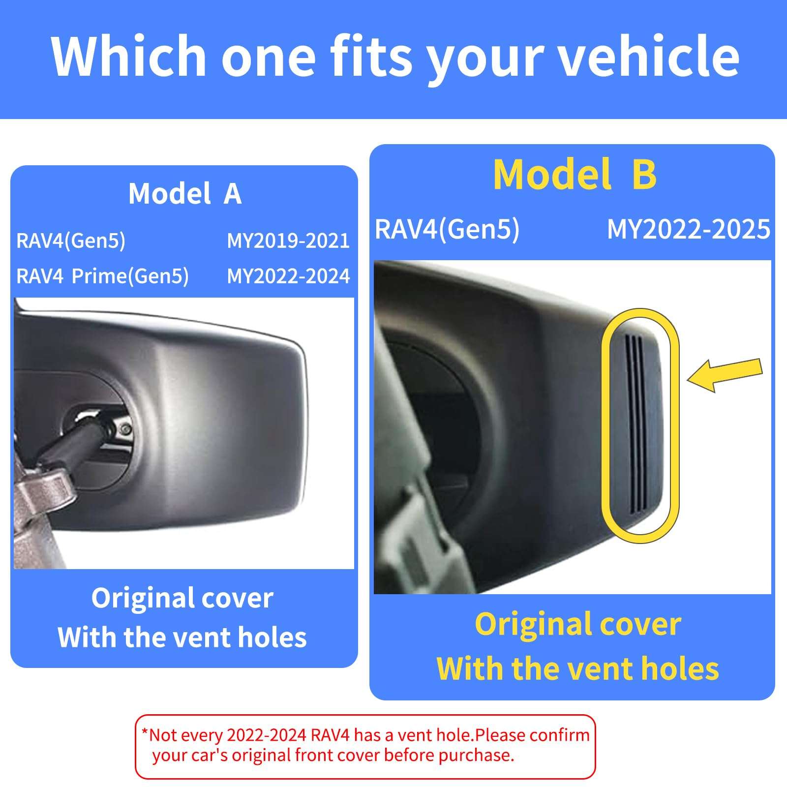 Front 4K & Rear 1080P Dash Cam for 2022 2023 2024 2025 Toyota RAV4 LE Limited SE Adventure XLE XSE (Model B)(with Vent Hole),OEM-Style,Loop Recording,Easy Installation,WiFi & App,128G Card 3