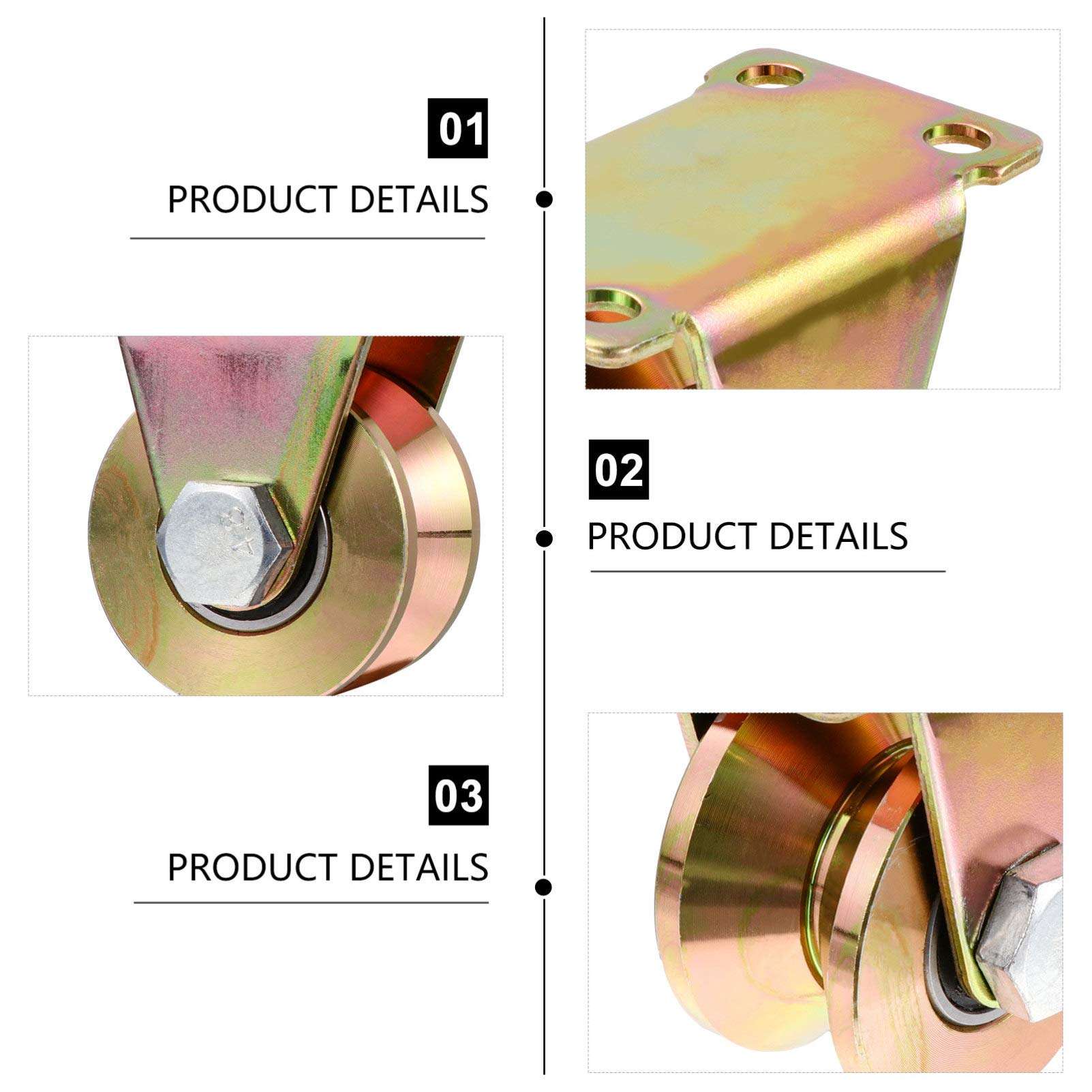 Balacoo 2pcs pulley v groove roller v groove track wheel mechanical cart roller U- Groove Track Wheel heavy duty rigid casters v groove casters Heavy Track Wheel U-groove Pearlescent steel 4