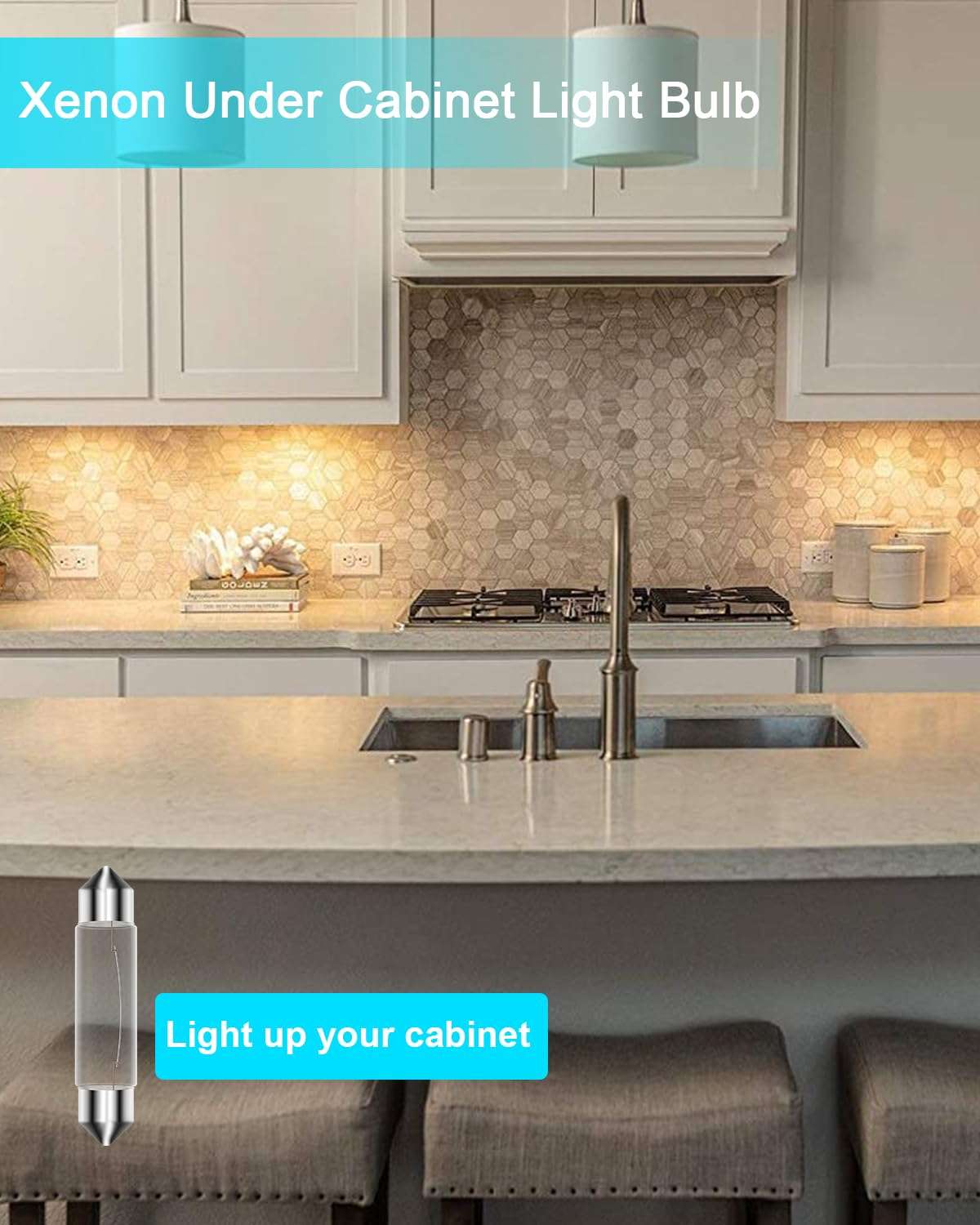 Miisiya Xenon Festoon Light Bulb 12v 10W Festoon Bulb Under Cabinet Light Bulbs T3 42mm Festoon UnderCabinet Bulb 2700K 12 PCS 4