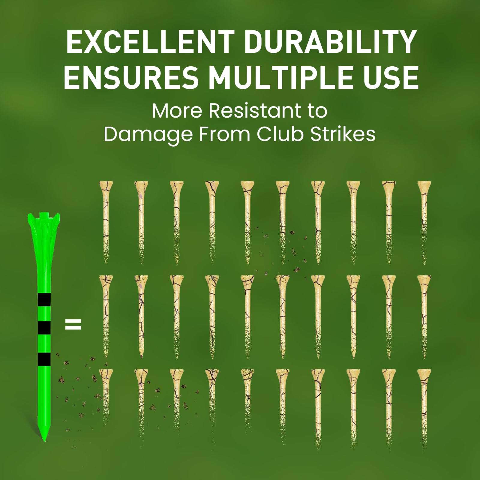 FINGER TEN Golf Tees Plastic 3 1/4 2 3/4 1 1/2 Inch Unbreakable 80 Driver Tees with 20 Iron Tees Mixed Pack, Durable Long Short Golf Tee for Iron Shots Reduce Friction (3 1/4 and 1 1/2 Green) 4