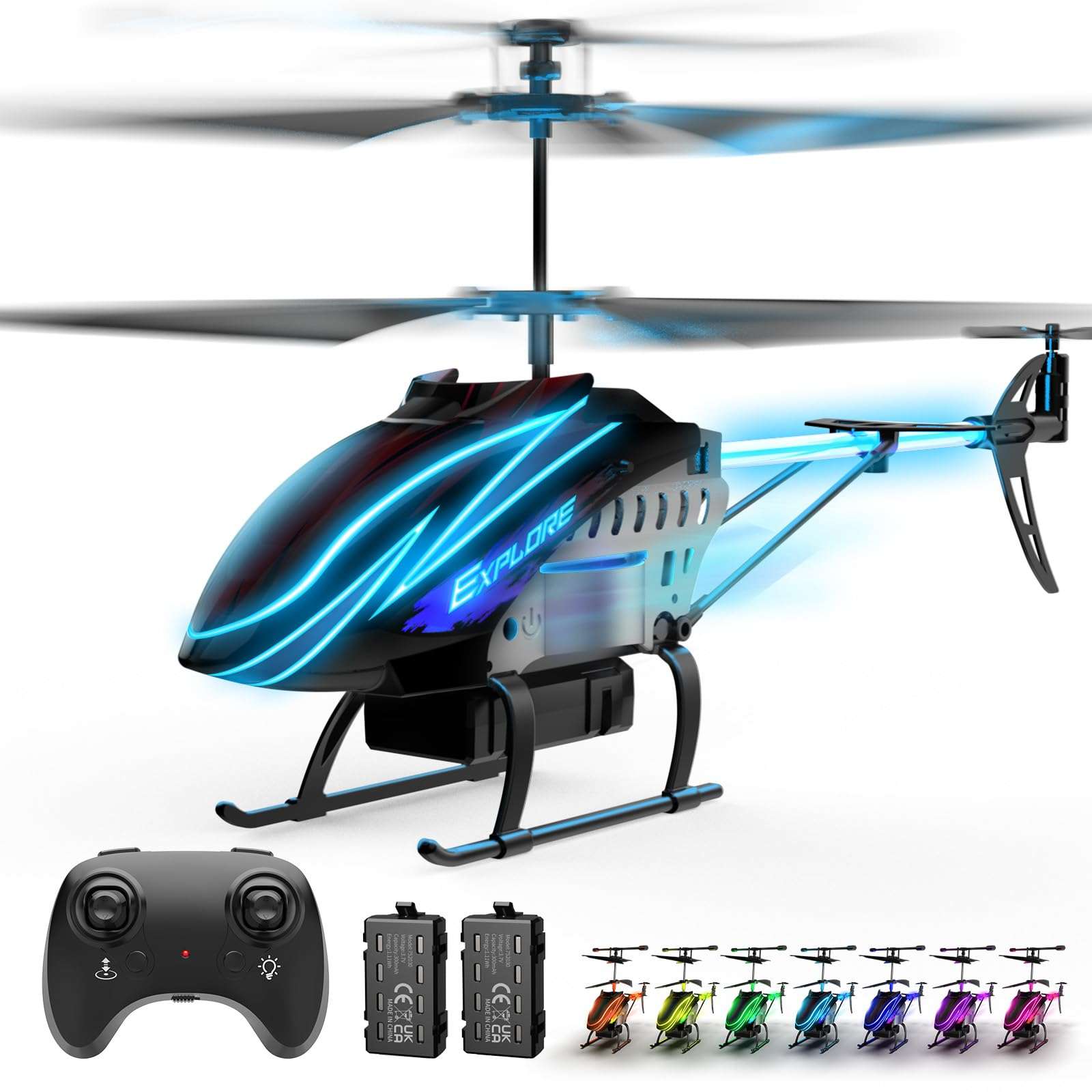 BUSSGO RC Helicopter, Remote Control Helicopter for Kids with 30Mins Flight(2 Batteries), 7+1 LED Light Modes, Altitude Hold, RC Toys for Boys Girls 1