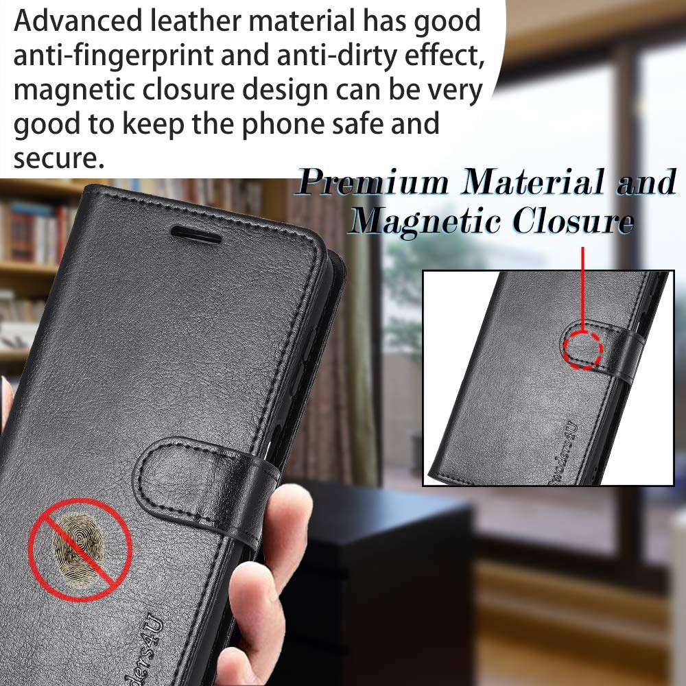 Swoders for Moto G Play 2021 Wallet Case, PU Leather with Card Holder Shockproof Soft TPU Interior Magnetic Closure Full Protection Compatible with Motorola Moto G Play 2021 - Black 4