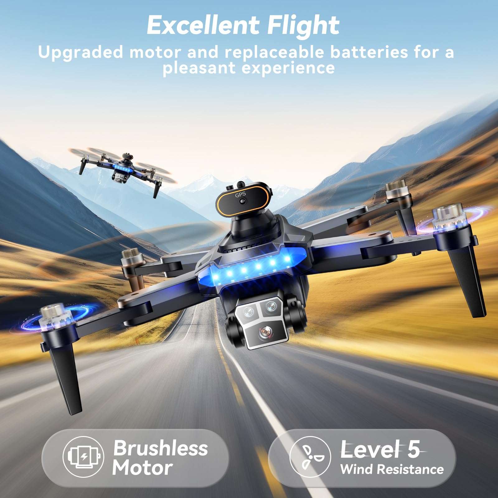 GPS Drones with 4K Camera for Adults Under 249g, P17 Drone with Brushless Motor 5G Transmission, 3 Batteries, Follow Me, Smart Return Home, Foldable FPV Drone for Long Distance 4