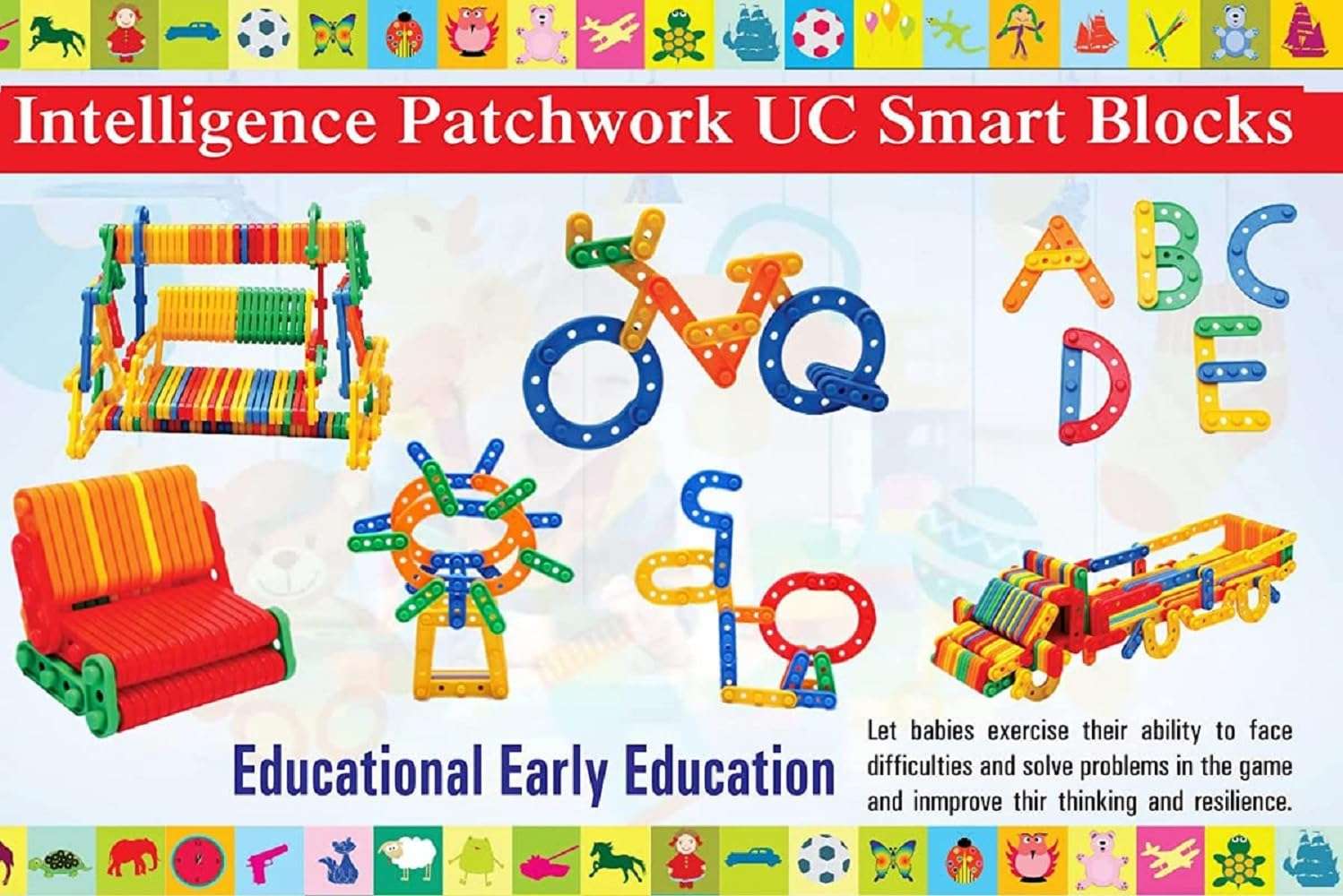 Enorme DIY 50+ Pcs Colorful Plastic Patchwork UC Smart Educational Building Blocks Toy Set for Kids 3