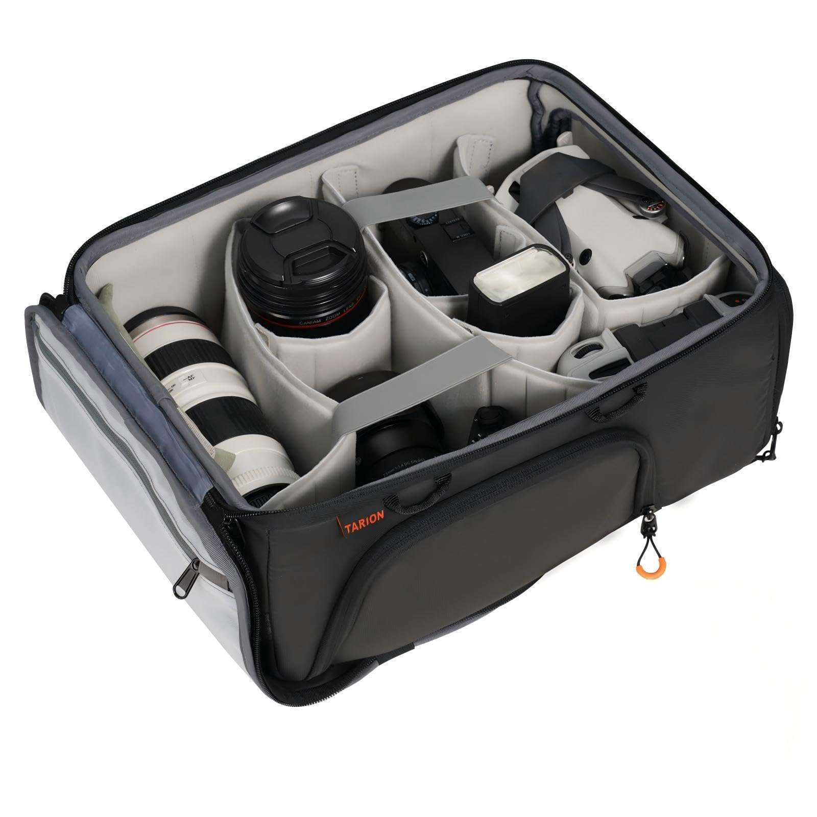 TARION Medium Camera Insert Bag - Quick Access DSLR Inner Case Organizer - Fits 2 Cameras 7 Lenses Drone Gear - Full Opening Back Design Protective Insert ShellCore M 1
