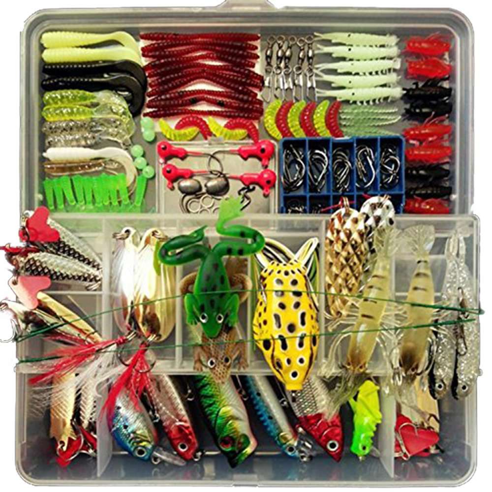 180Pcs Fishing Lures Trout Fish Bait Jig Jump Frog Lures for Bass Catfishing Tackle Box 1