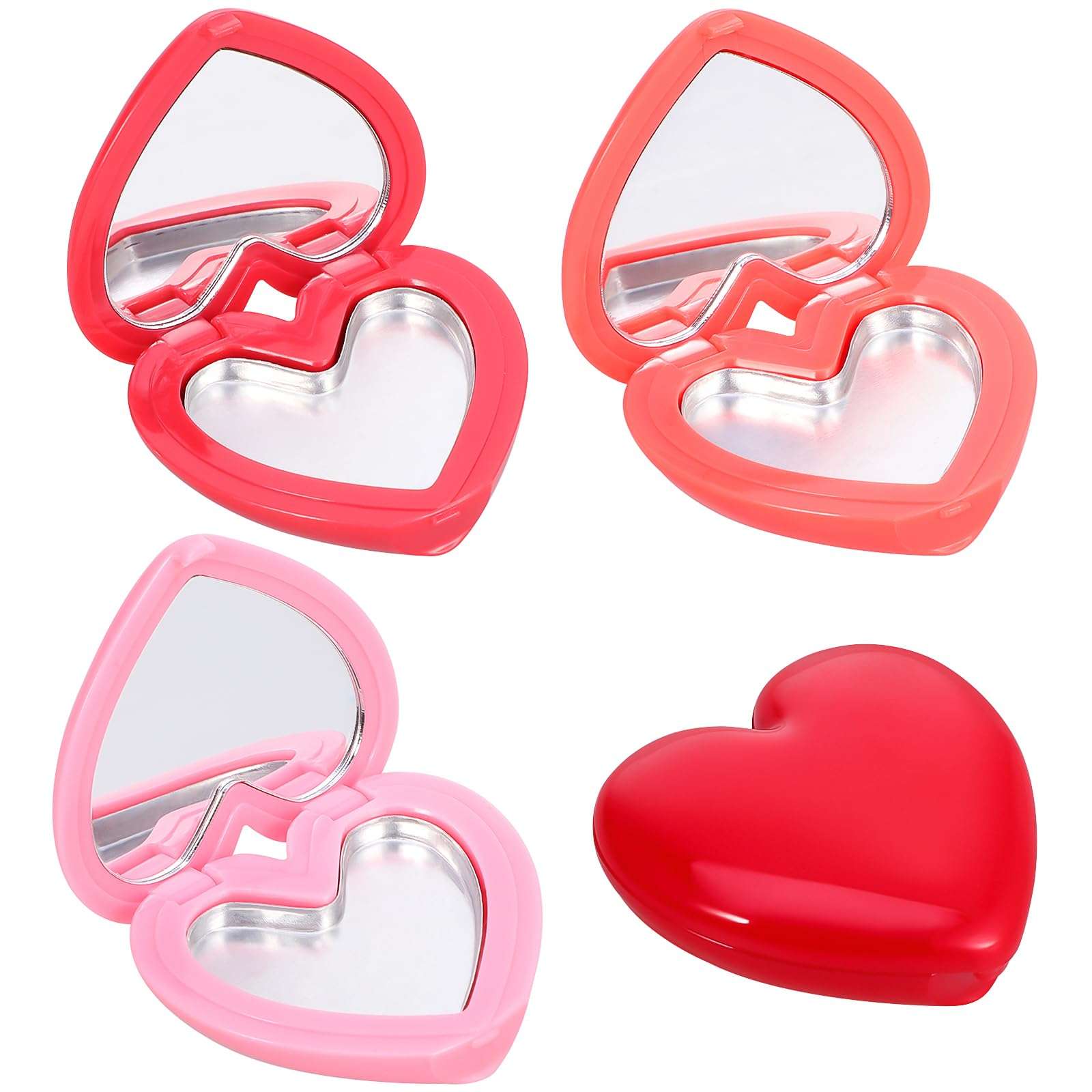 ABOOFAN 4Pcs Empty Heart Shape Eyeshadow Lipstick Palette Makeup Palette with Mirror Empty Makeup Containers for Young Teens, Girls or Women Valentines Present