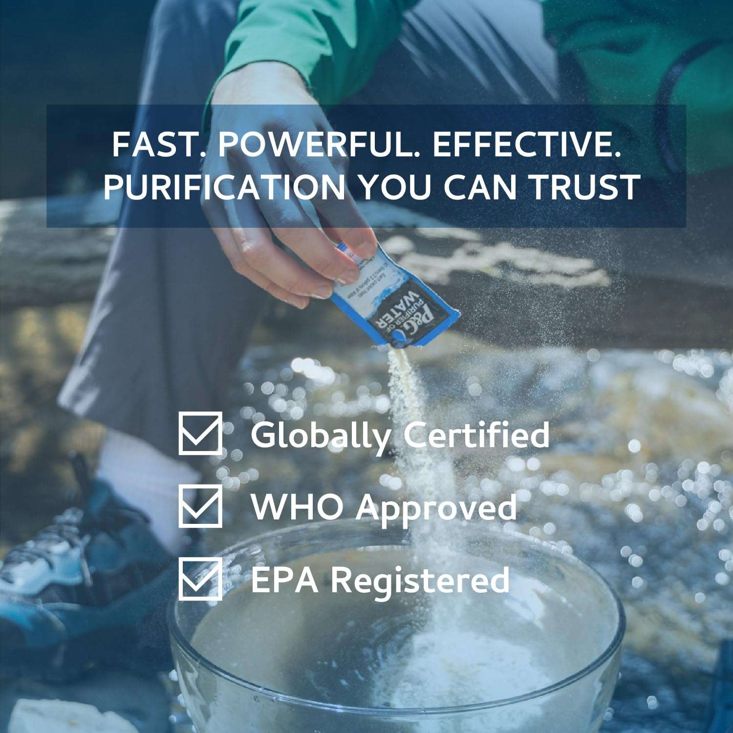 P&G Purifier of Water Portable Water Purifier Packets. Emergency Water Filter Purification Powder Packs for Camping, Hiking, Backpacking, Hunting, and Traveling. (12 Packets) 3