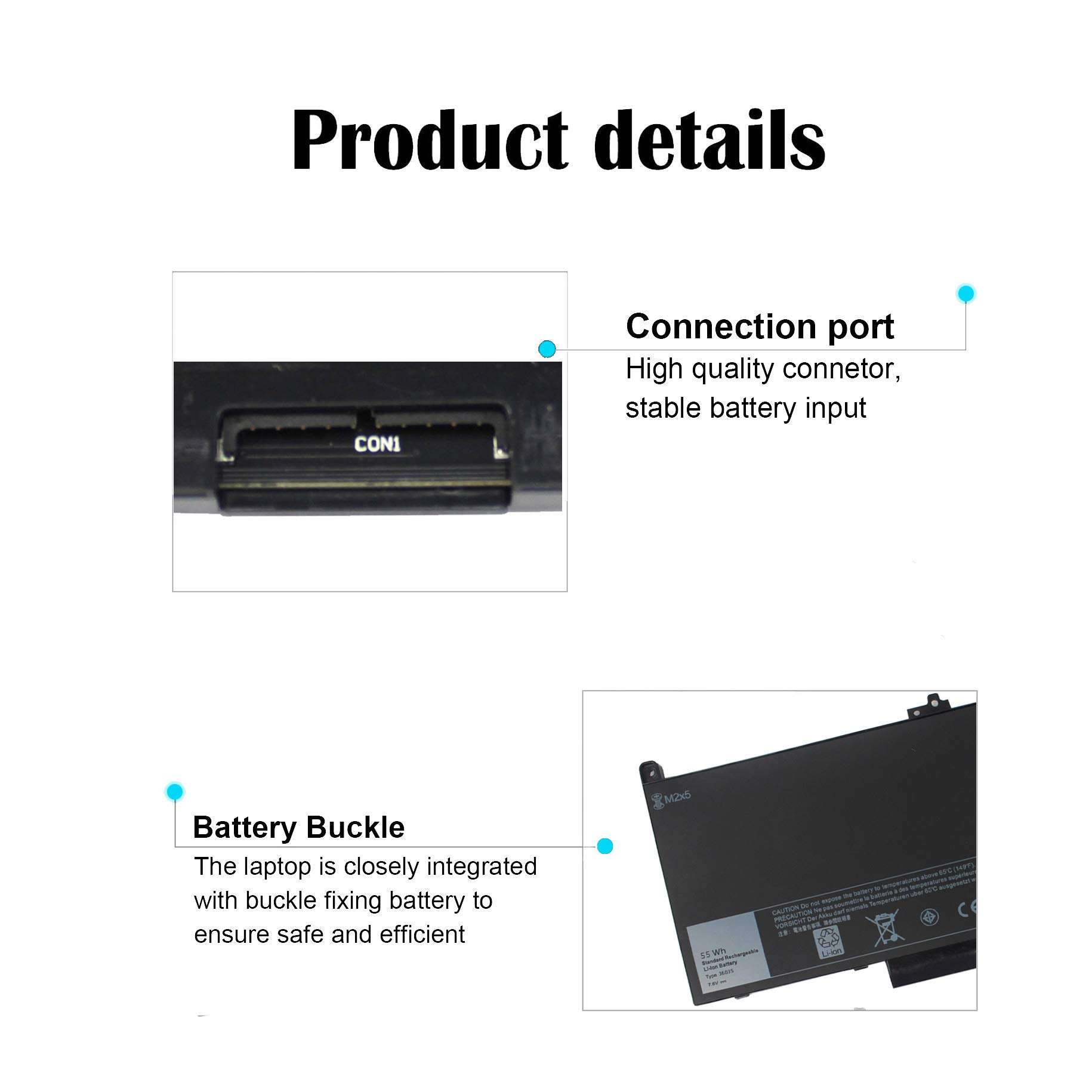 J60J5 E7470 E7270 Battery Compatible with Dell Latitude E7470 E7270 7470 7270 Laptop 0MC34Y MC34Y R1V85 242WD GG4FM WYWJ2 1W2Y2 451-BBSX 451-BBSY 451-BBSU P26S001 P61G001 3