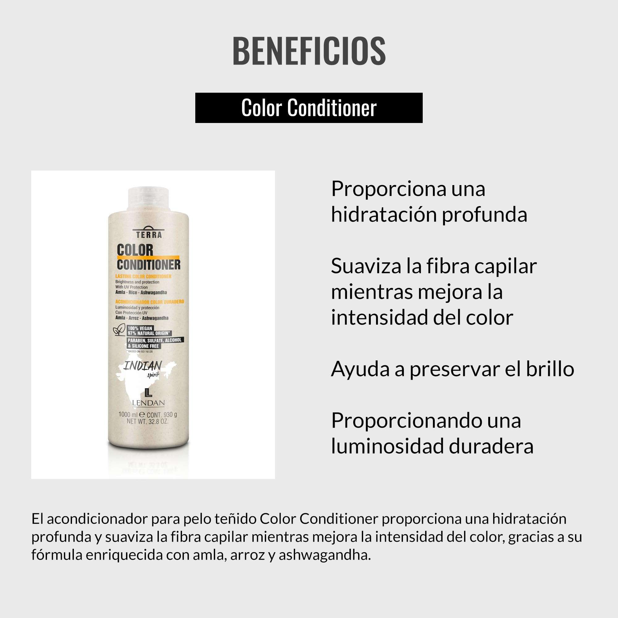 Lendan - Colored Hair Conditioner - Terra Color Conditioner - 1000 ml - Hydrates and Softens Hair - Improves Hair Color Intensity - Strengthens Hair - Shiny Hair - Vegan 4