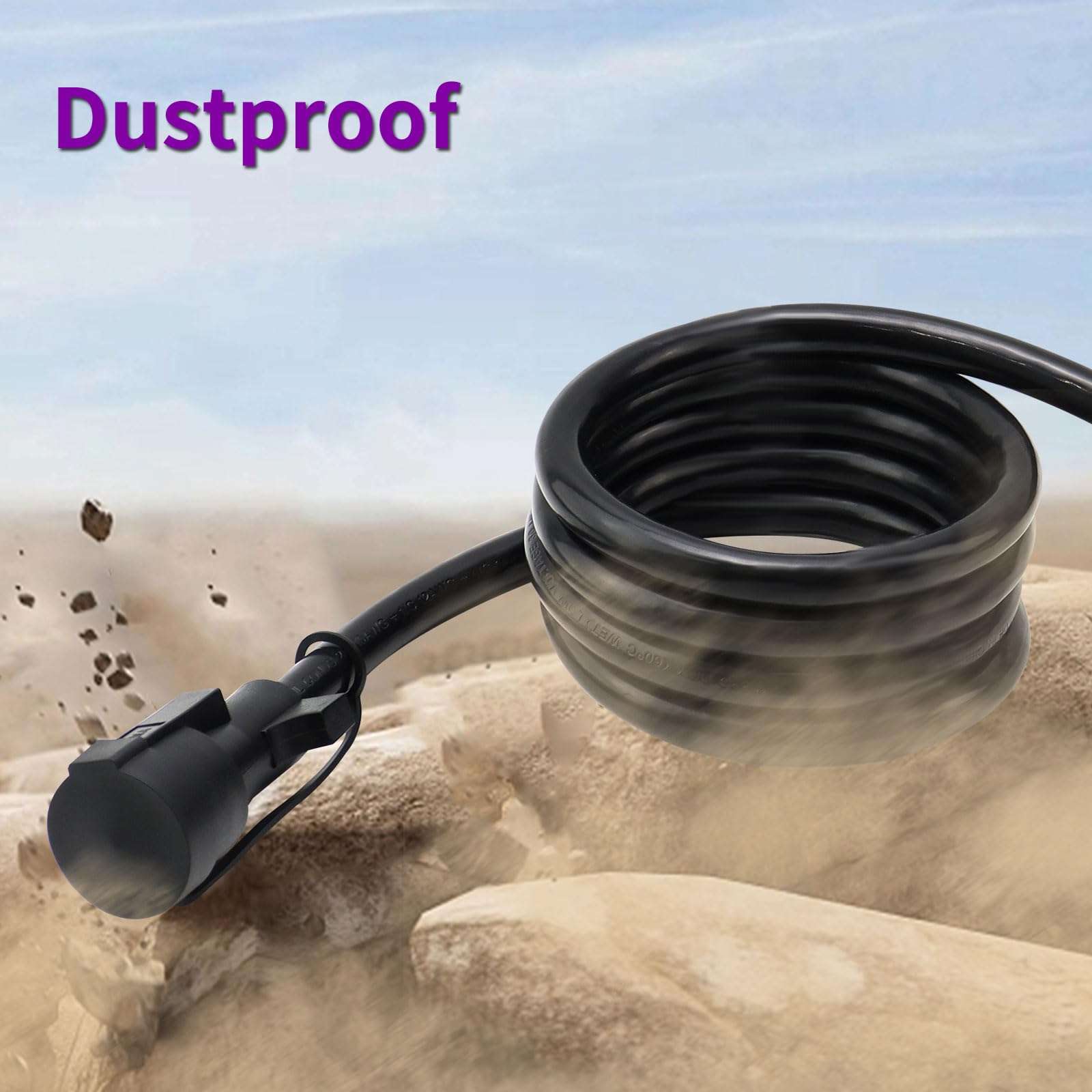 Gubrdfrsod 25 FT 7 Pin Trailer Plug Heavy Duty Trailer Wire Extension Pure Copper 7 Wire Trailer Wiring Harness Kit with Dust Cover 7 Way Trailer Plug Cord for RVs Trailers Campers 5