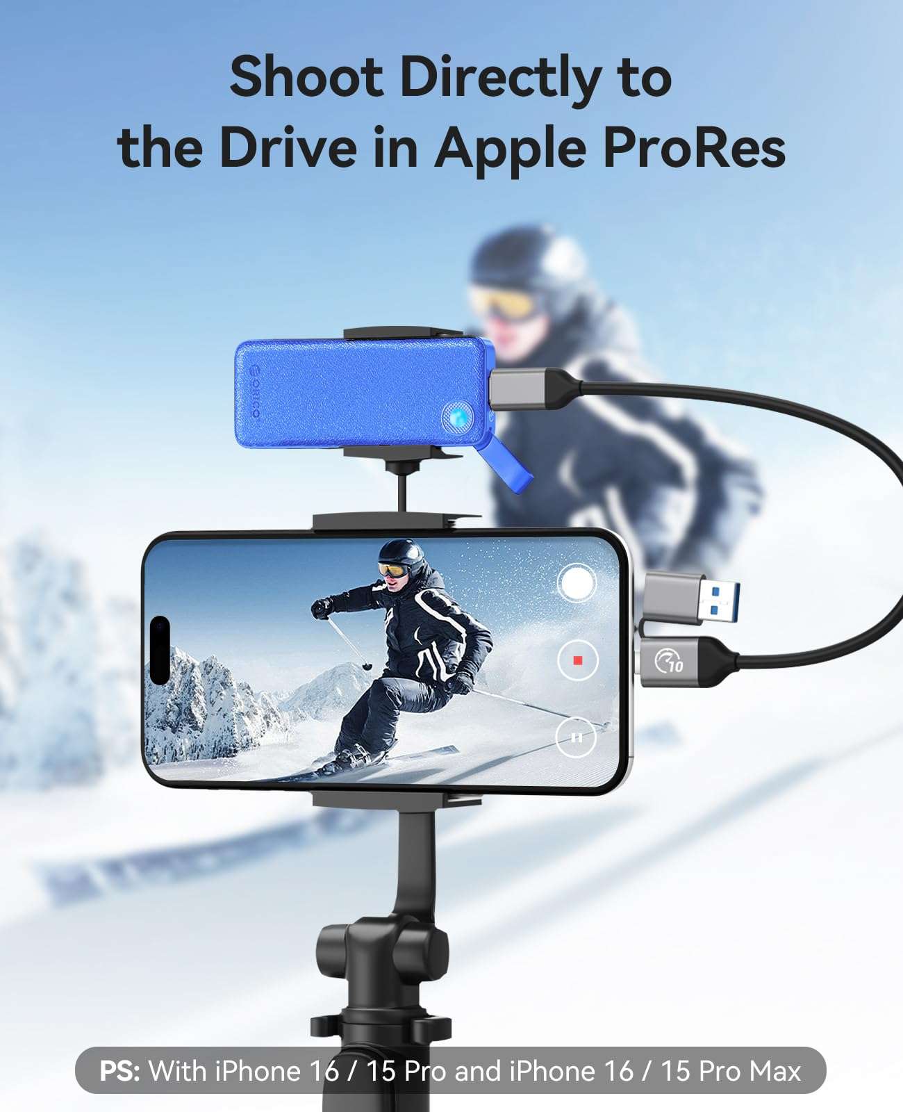 ORICO 512GB External SSD, Up to 1050MB/s, Compact with 2 in 1 USB C & A Cable, External Solid State Drives, Reliable Storage for USB C Smartphone, Tablet, PC - B10PRO 6