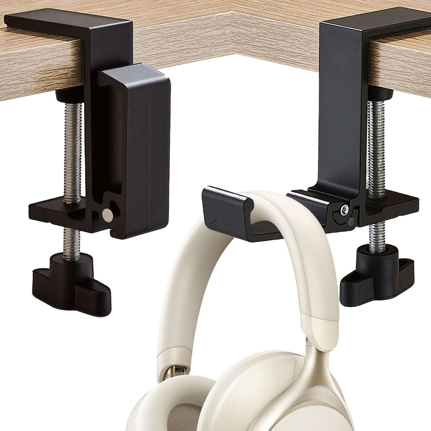 JAKO Headphone Stand for Desk, Aluminum Alloy Foldable Headphone Holder - Headset Stand Hook Mount, PC Gaming Headset Holder Under Desk Clamp for Office, Computer, Student Class Table, Handmade Table 1