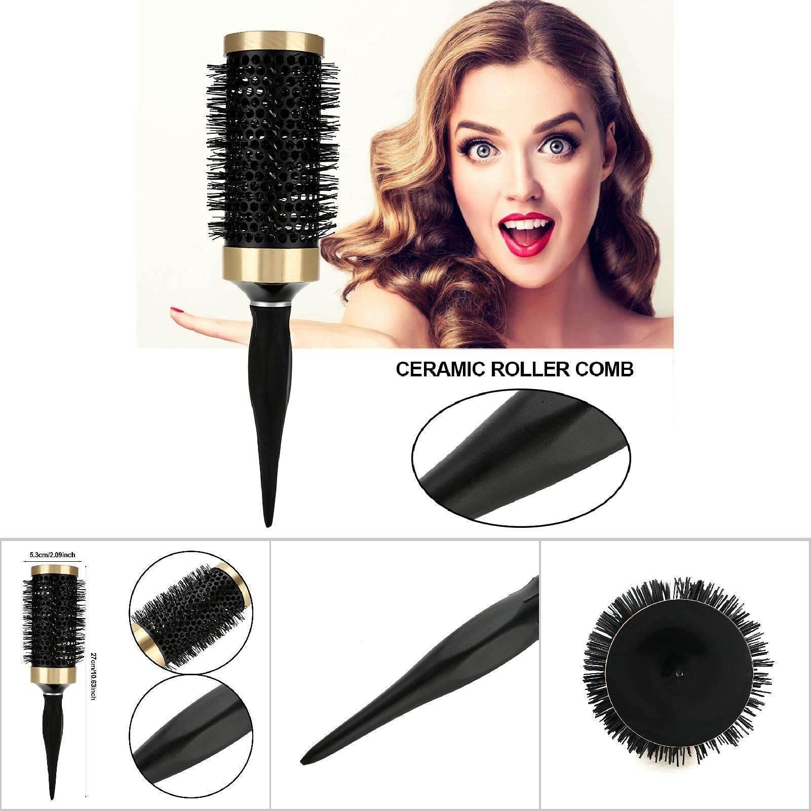 Roller Comb, Convenient Durable Ceramic Comb Round Hair Brush Curly Hair Brush for Home Use(53) 6