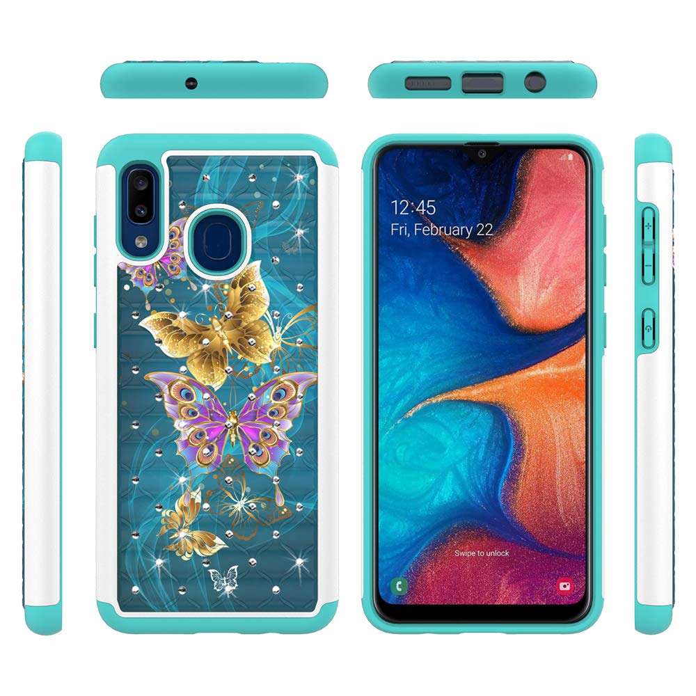 BELLETAS Galaxy A20 Case, Galaxy A30 Cover Heavy Duty Hybrid Dual Layer TPU Plastic Armor Defender Phone Case Cover Compatible with Samsung Galaxy A20 / Galaxy A30 2019 (Yellow Gold Butterfly) 4