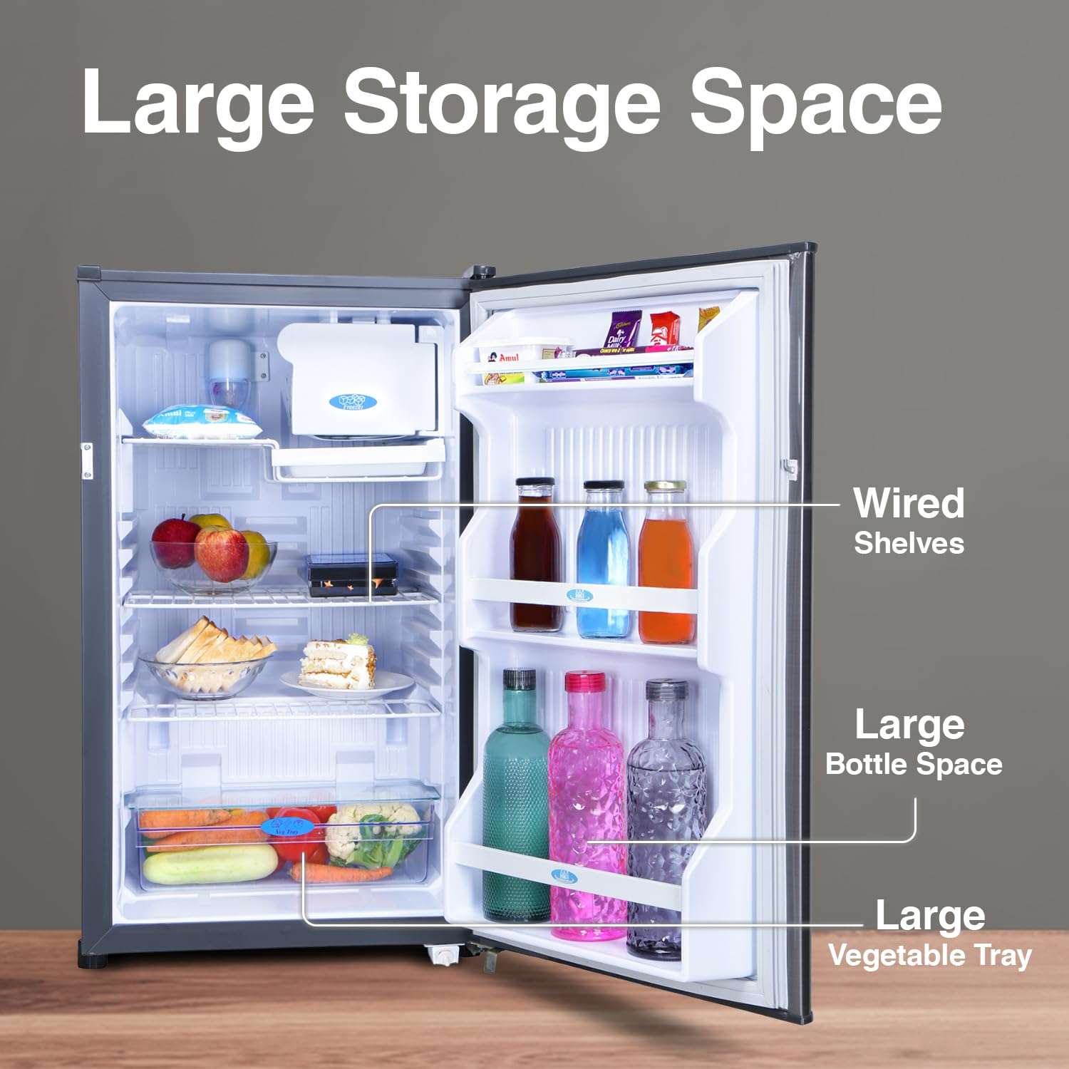 Godrej 97 L 1 Star Direct Cool Single Door Refrigerator With Jumbo Vegetable Tray(RD CHAMP 114A WPF ST GR, Steel Grey) 6