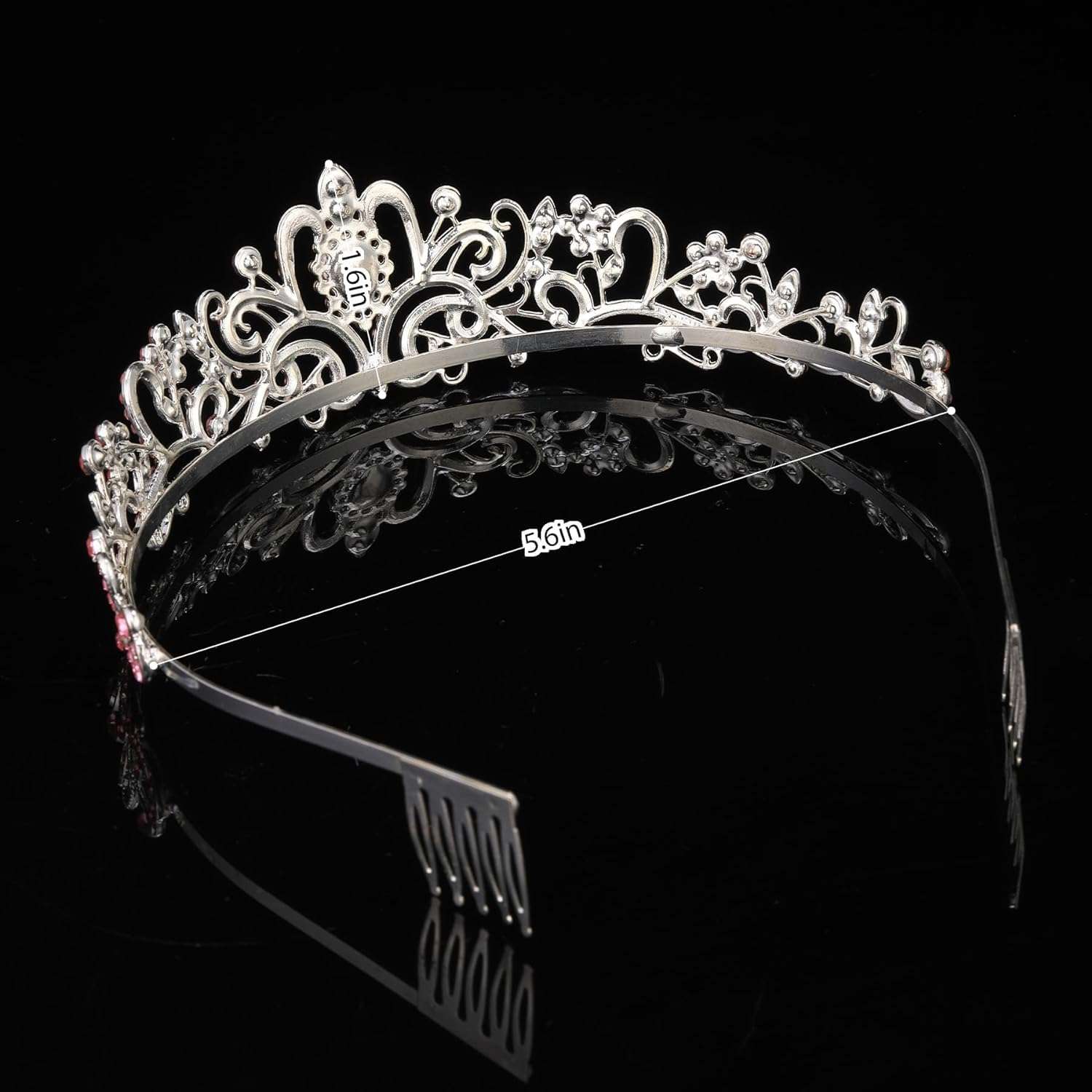 Tiara Crowns for Women Tiaras for Girls Princess Crown for Birthday Halloween Costume Bride Wedding Queen, Crystal (Pink/5 Pack) 5