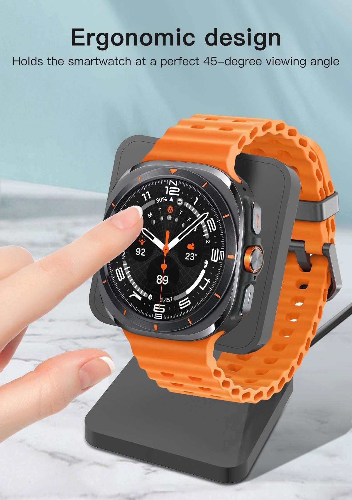 Charger Stand Dock for Samsung Galaxy Watch Ultra / 7/6 / 6 Classic / 5/5 Pro / 4/4 Classic / 3 / Active 2 / Active 1,Safe Fast Magnetic Charging Stand,Replacement Charging Dock fit Galaxy Watch 5