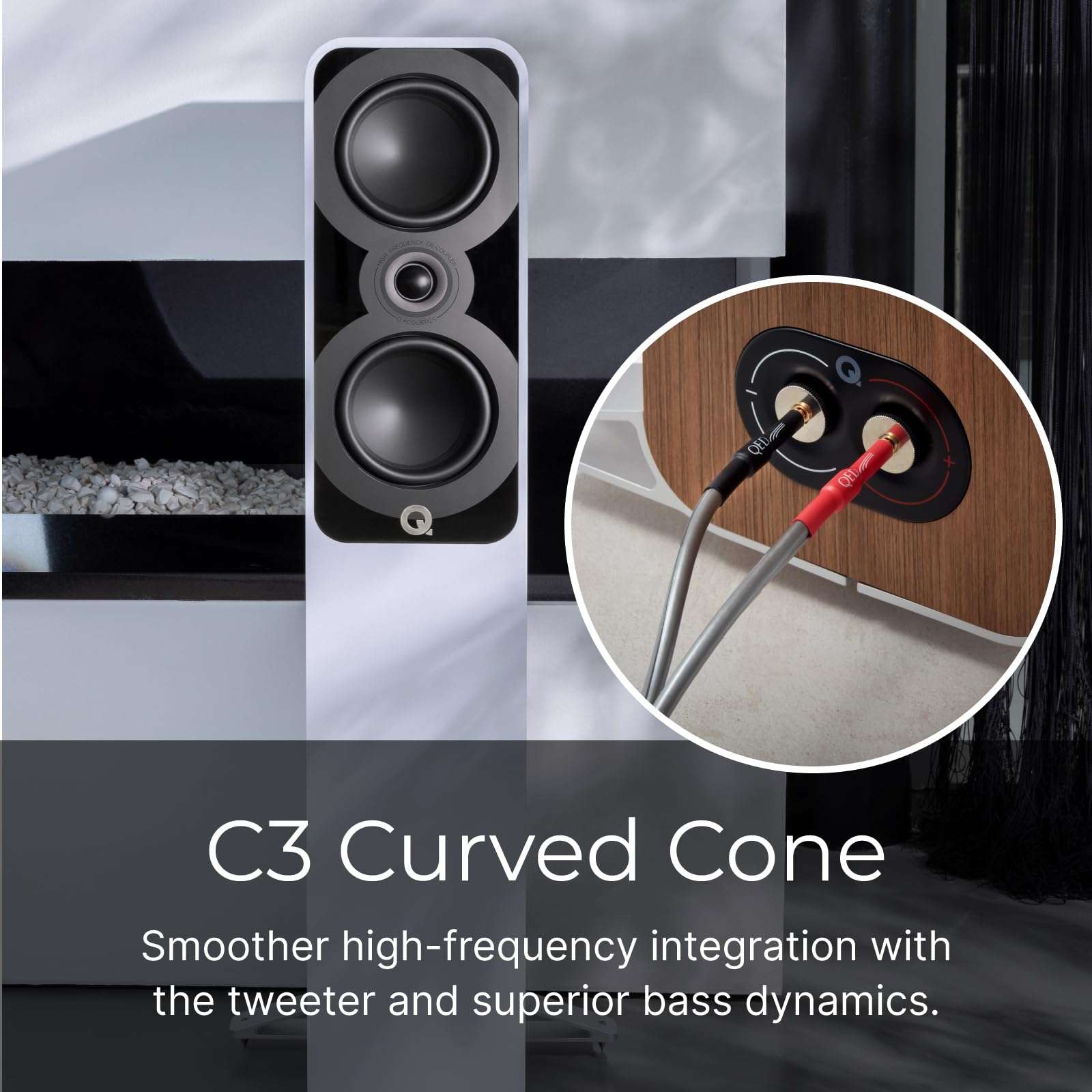 Q Acoustics 5040 Floorstanding Speakers Pair Santos Rosewood with Cable - 2X 5 Mid/Bass Drivers, 1" Tweeter - Stereo System for Home Entertainment Center, Surround Sound TV/Record Player 4