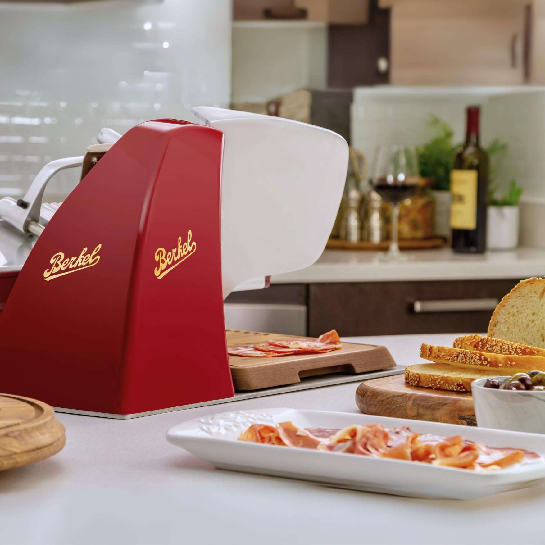 Berkel Home Line 200 Food Slicer, Red, 8 inch Blade/Electric, Luxury, Premium Slicer for Prosciutto, Cold Cuts, Cheese, Bread, Fruit and Veggies/Adjustable Thickness, Kitchen Appliance for Home 6