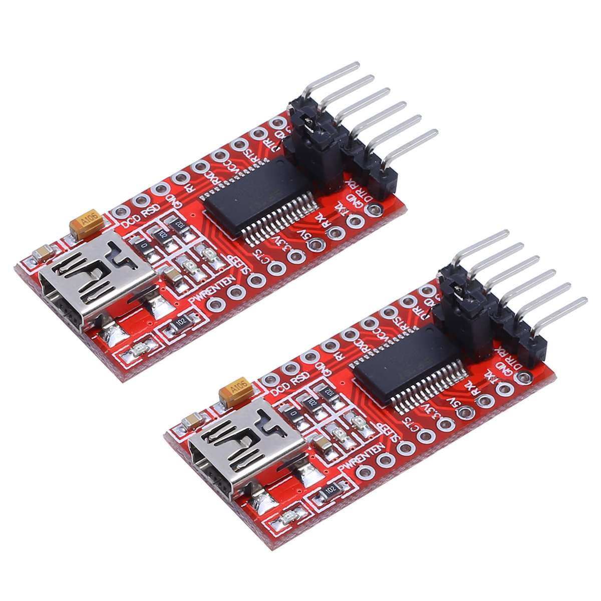 IZOKEE Mini USB to TTL Serial Converter Adapter Module 3.3V 5V FT232RL FTDI for Arduino Pro Mini (2pcs) 1