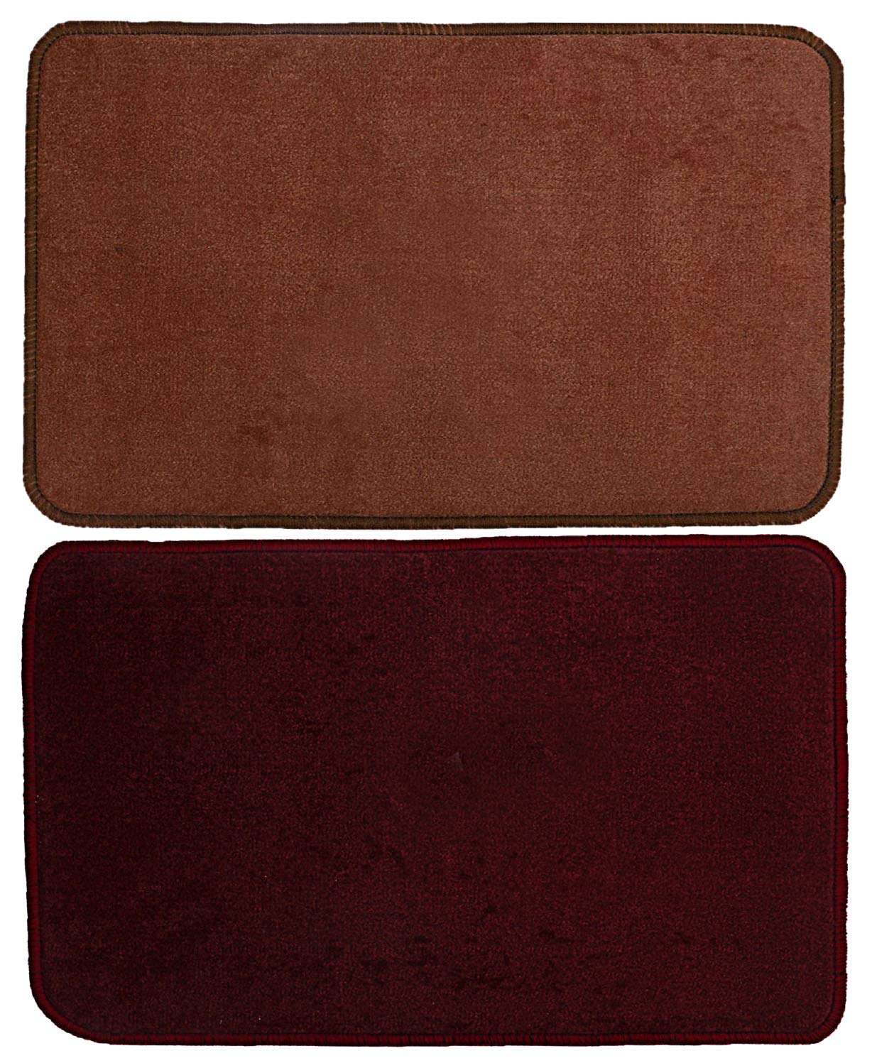 Kuber Industries Microfiber Anti Slip 2 Pieces Bath Mat 22"x14", Brown & Maroon-CTKTC28466 1
