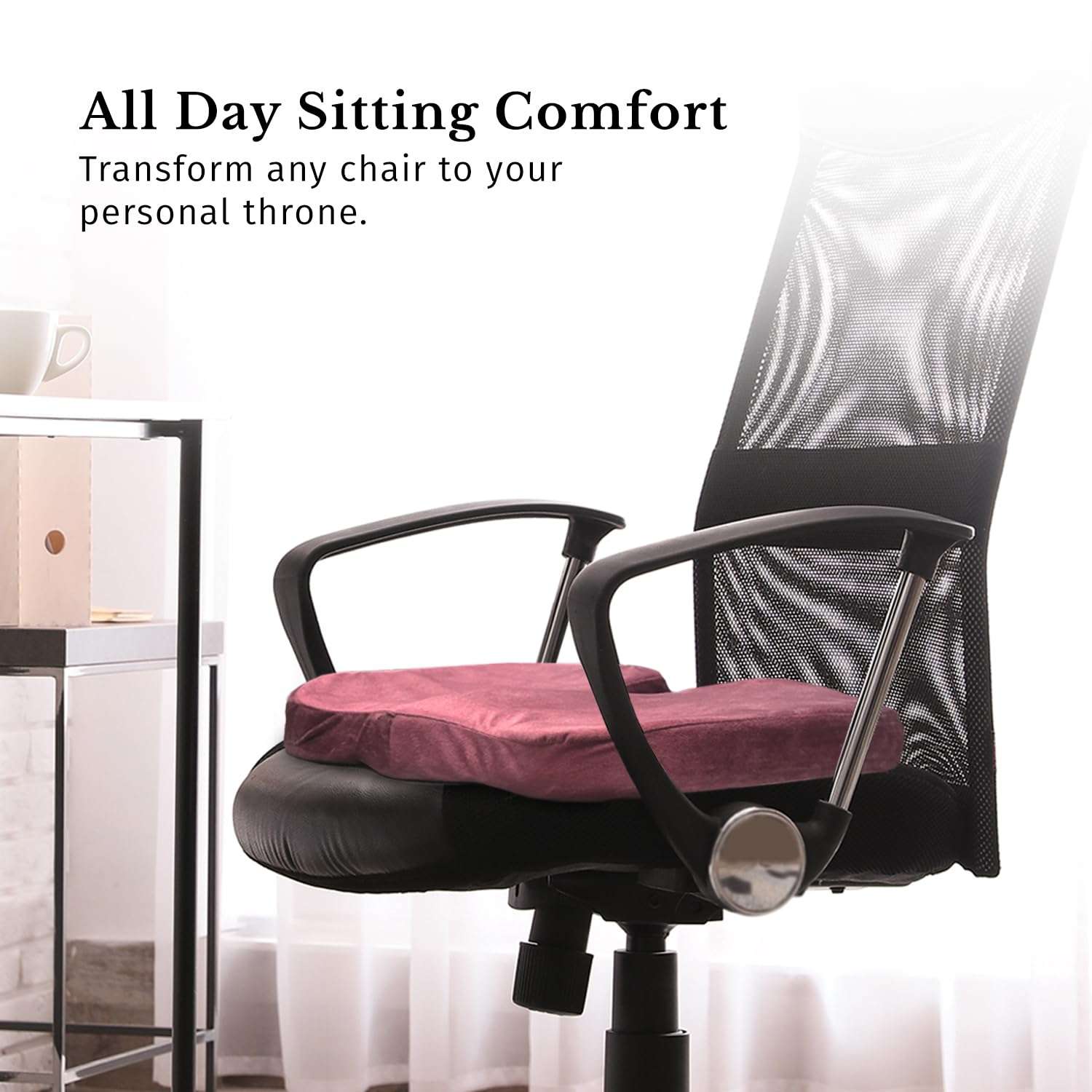 Sassoon Chair Cushion for Tailbone, Sciatica, Lower Back Pain Relief (Pack of 1) - Mauve 5